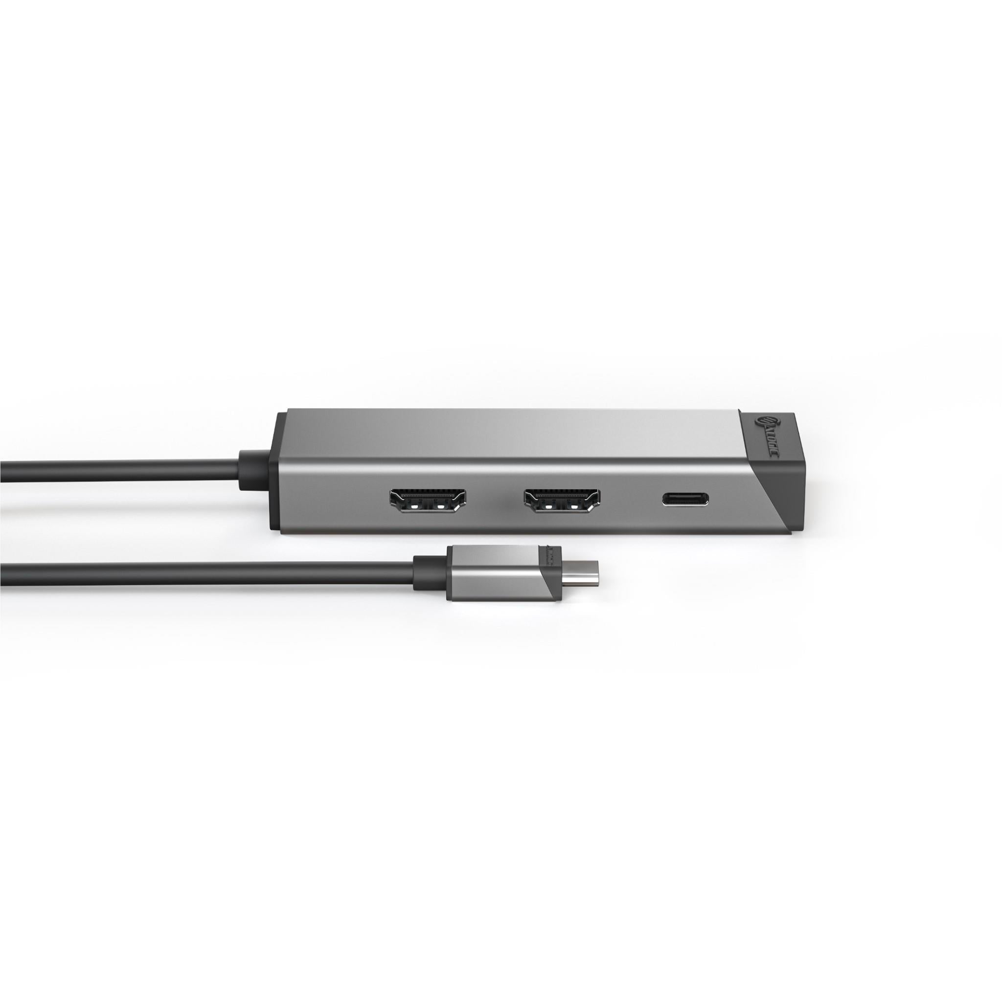 Alogic Ultra USB C to Dual HDMI Adapter with Power Delivery - 4K 60Hz Dual Monitor Display for MacBook Pro, Dell XPS - Perfect for Home Office, Gaming & Video Editing