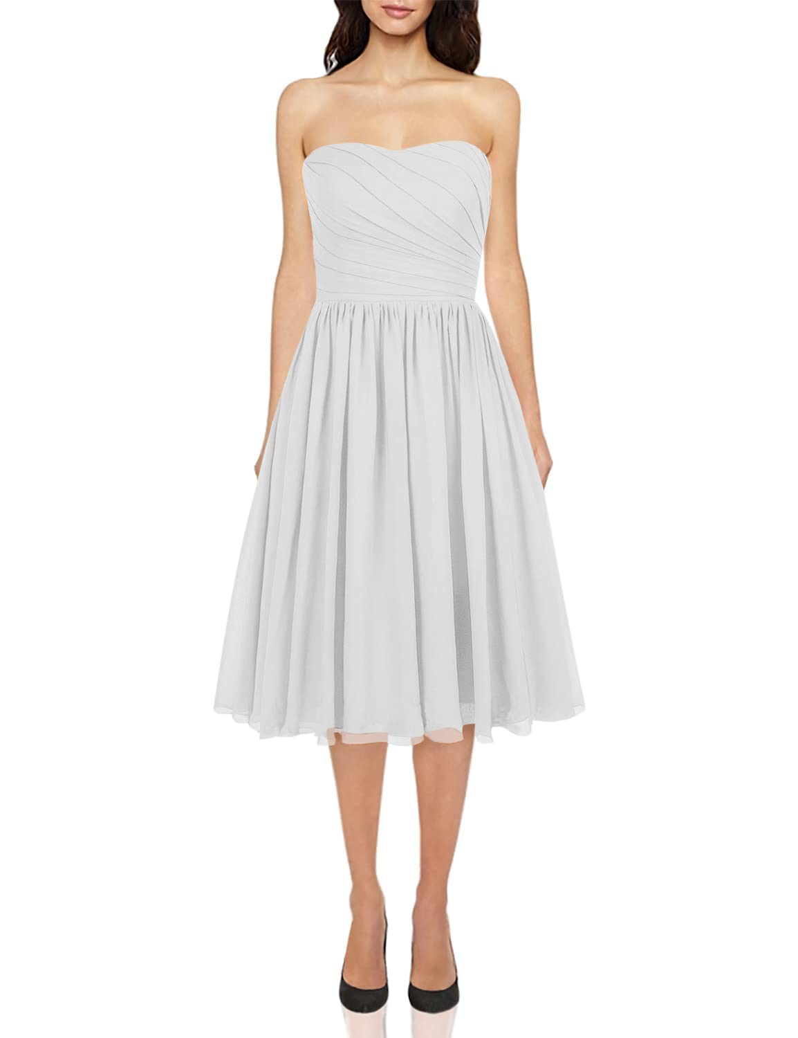 JAEDEN Short Chiffon Strapless Bridesmaid Dresses - Elegant Wedding Guest & Prom Dresses for Women - Perfect for Bridal Parties, Formal Events & Special Occasions