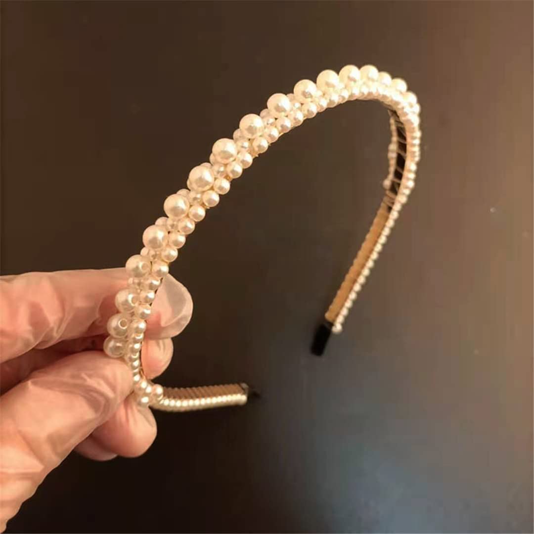 Elegant Braided Pearl Headband for Women - Fashionable White Beaded Hair Accessory - Perfect for Weddings, Parties & Everyday Style