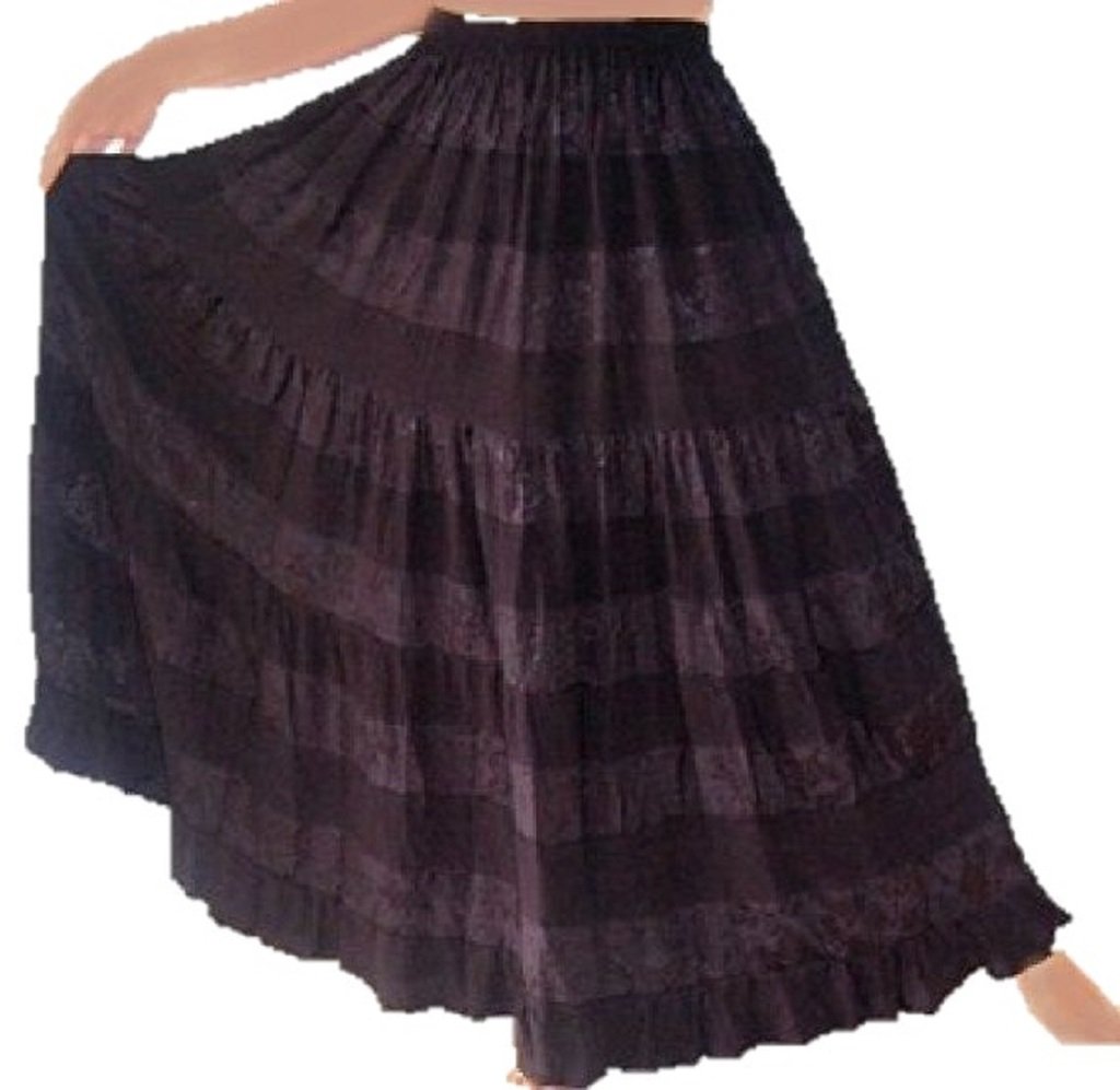 LOTUSTRADERS Women's Maxi Skirt with Elastic Waist - Flowy Tiered Boho Skirt for Summer, Beach, Vacation & Casual Wear | A603
