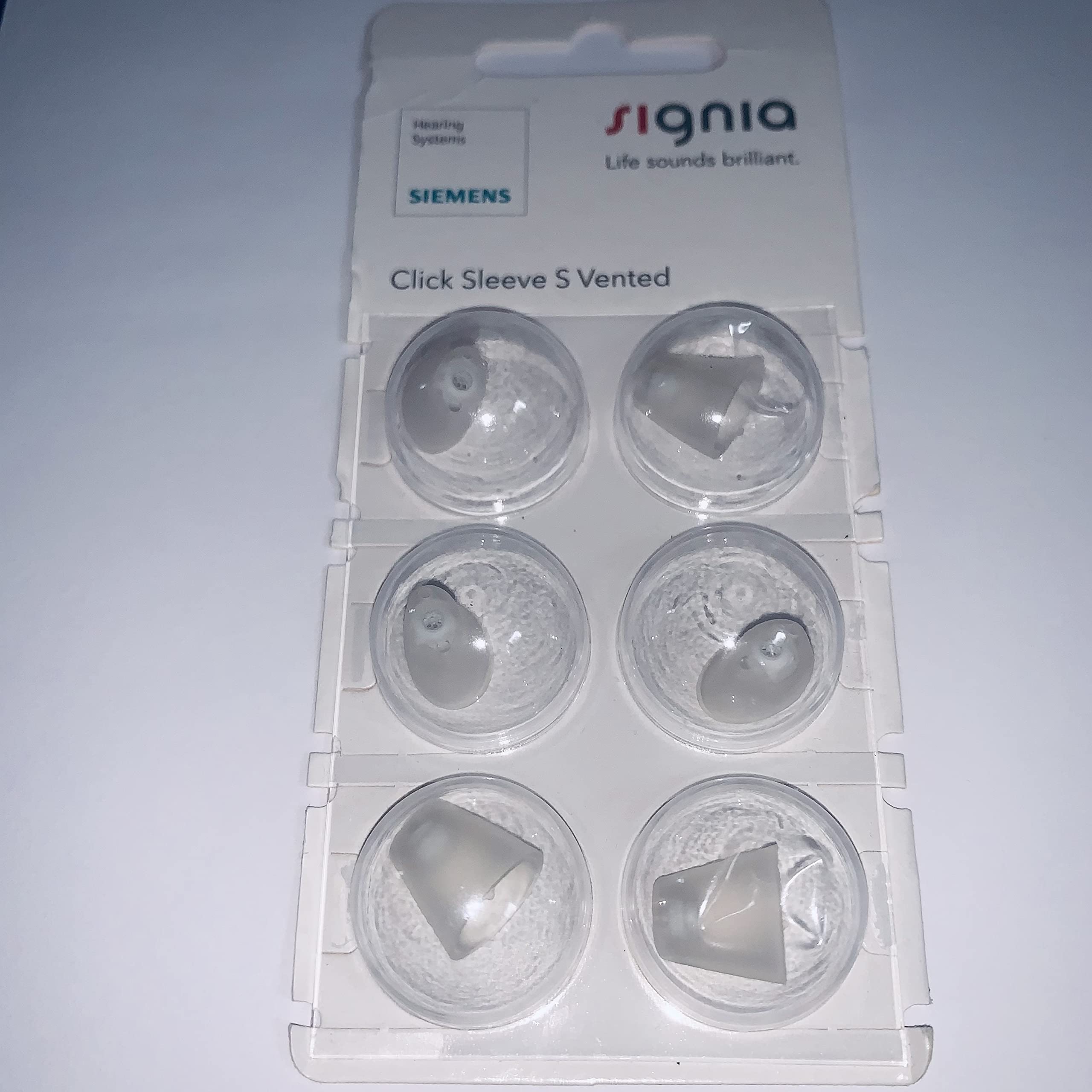 Signia Connexx Click Sleeve Dome for CIC ITC RIC Hearing Aids - Small Vented (6 Pack) - Comfortable Secure Fit for Invisible Hearing Devices - Perfect for Daily Use at Work, Home & Social Events