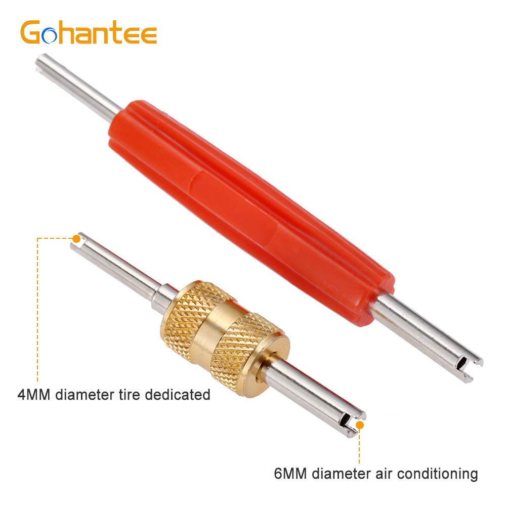 Gohantee AC Schrader Valve Core Remover Tool - Dual Head R134a R12 Car Air Conditioning & Tire Repair Kit for Automotive AC Service and Maintenance - Perfect for Mechanics, DIY Enthusiasts, and Home Garage Use