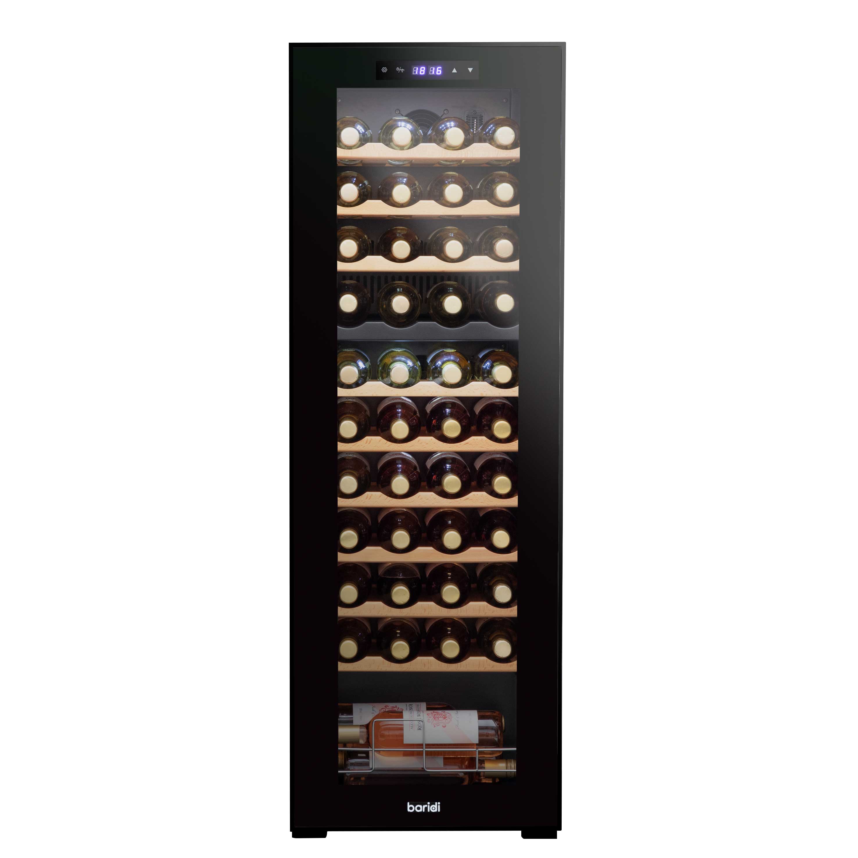 Baridi 44 Bottle Dual Zone Wine Cooler Refrigerator with Touch Screen Controls & Wooden Shelves - Perfect for Home Bars, Restaurants, and Wine Cellars