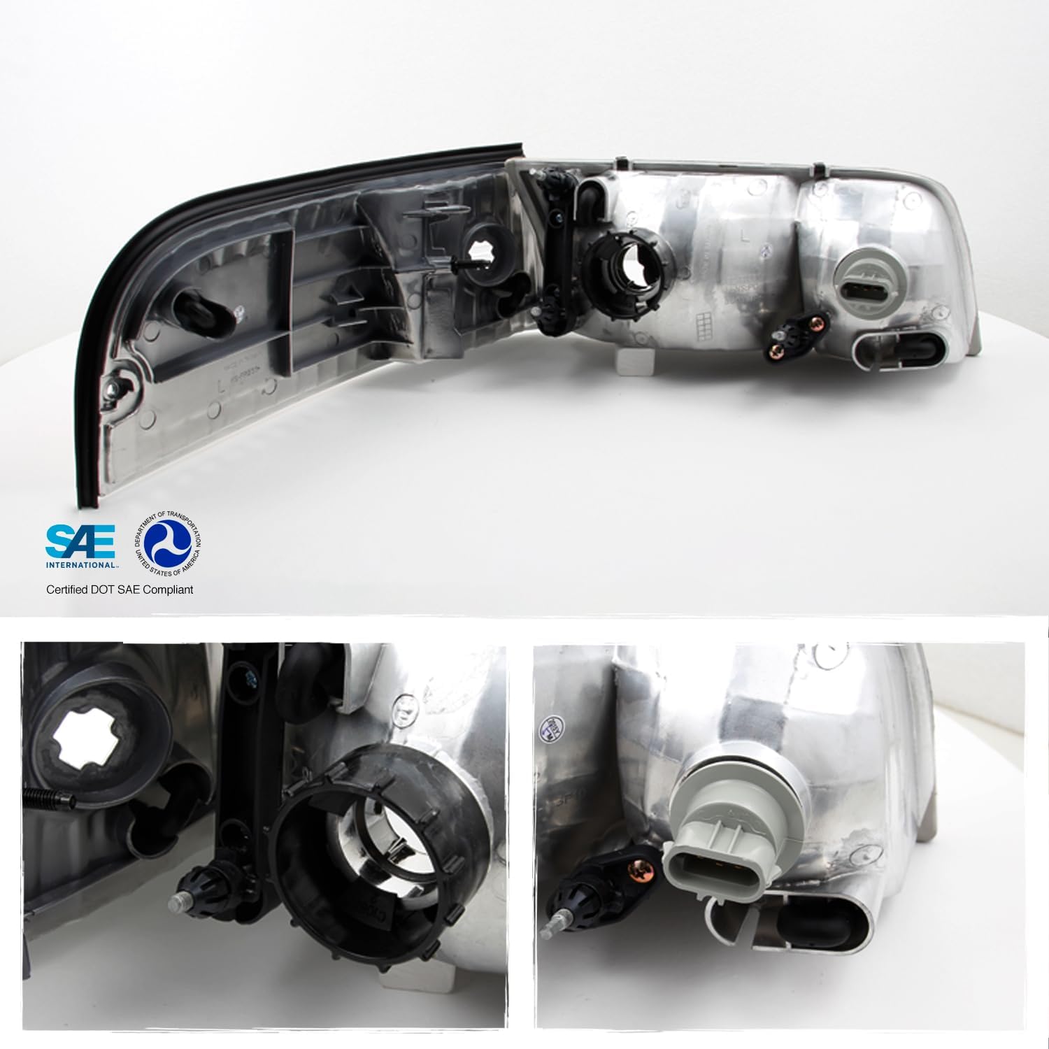 AKKON Black Headlights & Dark Red Tail Lights Combo Set for Ford Crown Victoria - Replacement Pair with 2 Bulb Sockets | Perfect for Night Driving & Car Upgrades