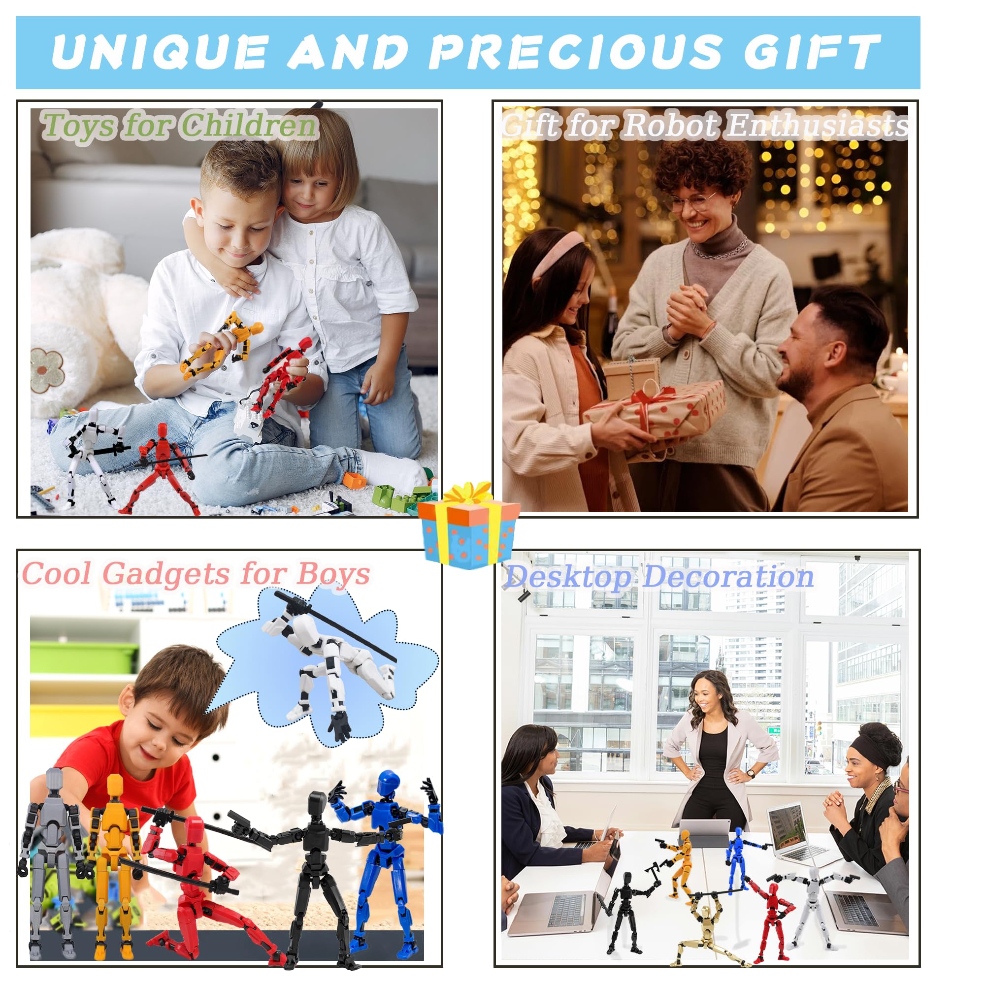 Titan T13 Action Figures - Fidget Toys for Boys & Girls, Autism Sensory Toys, 3D Lucky Dummy Robot Anime Figures with Multi-Jointed Movable Parts - Cool Gadget Gift for Kids (Pre-Assembled/Red) - Perfect for Stress Relief, Classroom Focus & Collectible Display