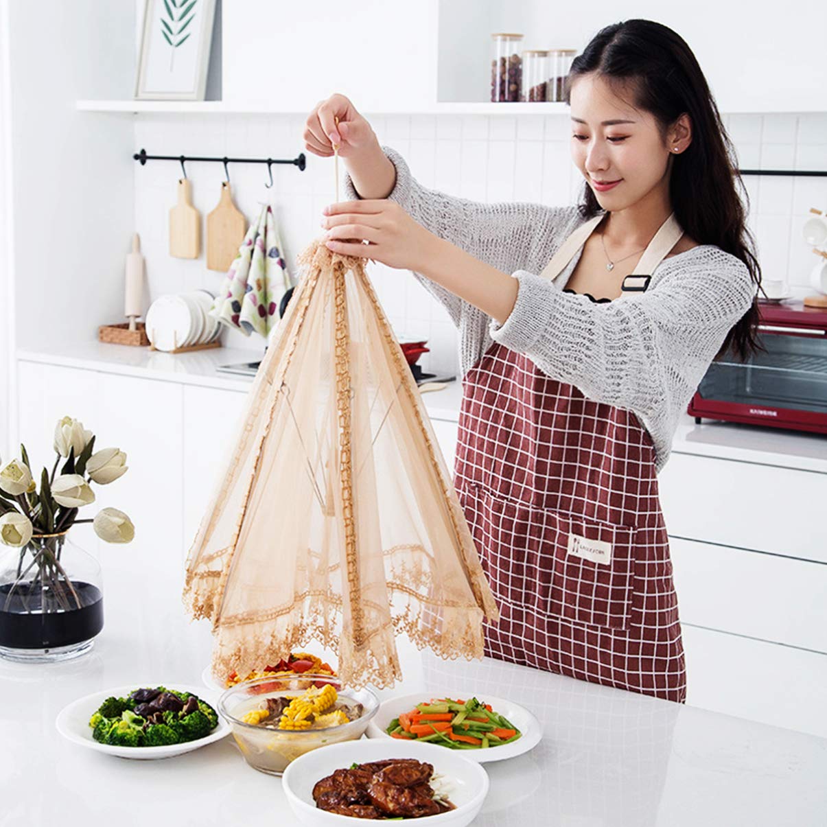 DOITOOL Foldable Mesh Food Cover - Reusable Vegetable, Cheese & BBQ Splatter Protector for Outdoor Grilling, Picnics & Food Displays | 1-Pack