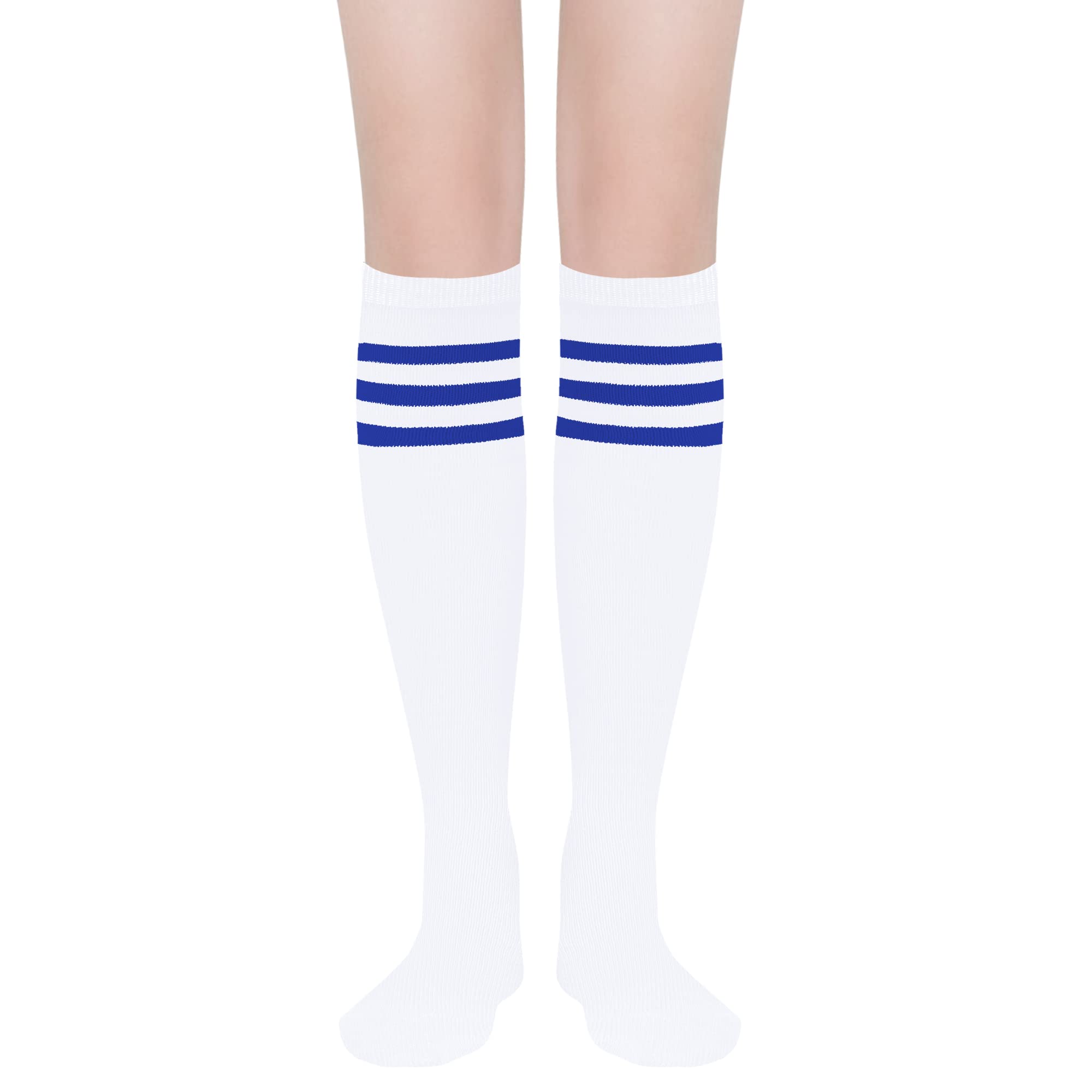 Women's Knee High Athletic Socks - Striped Running & Baseball Socks for Outdoor Sports