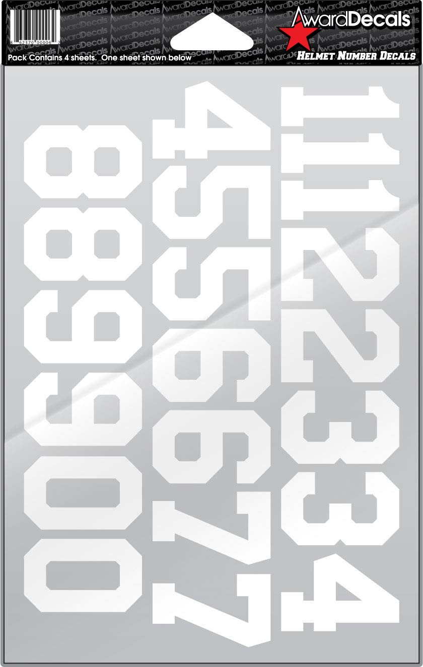 Premium Number Stickers for Helmets - Durable Self-Adhesive Numbers for Football, Baseball, Softball, Hockey & Lacrosse (4 Sheets) - Perfect for Team Sports, Player Identification & Equipment Customization