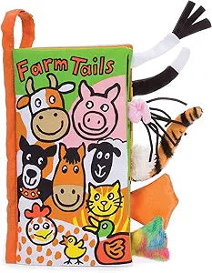 Jellycat Farm Tails Interactive Activity Book for Kids - Fun Farm Animal Learning & Play for Toddlers, Perfect for Travel, Preschool Education & Quiet Time Activities