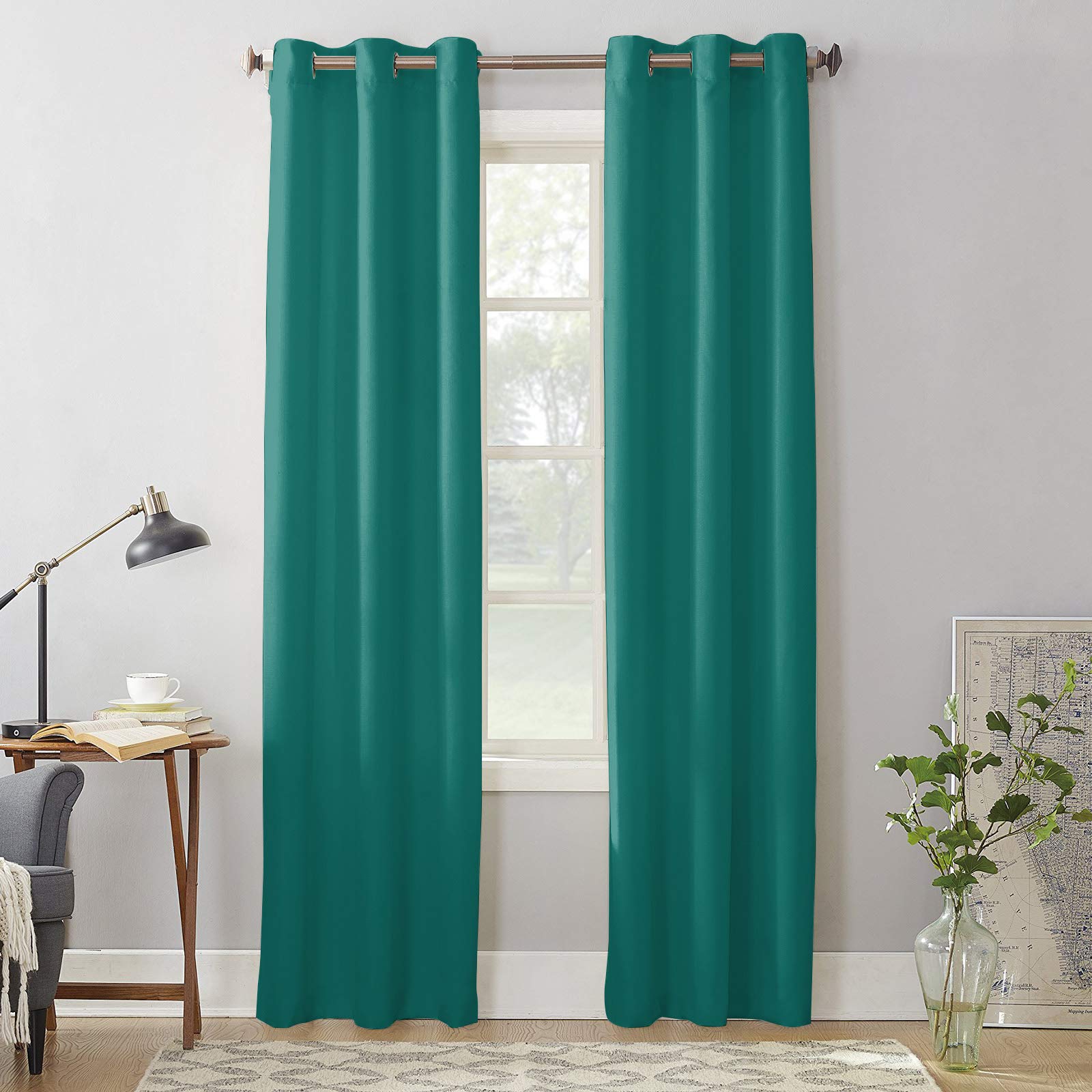 Customized 63 Inch Solid Color Window Curtain Panels (Set of 2) - Modern Teal Blackout Drapes for Bedroom & Living Room - Light Filtering & Privacy Window Treatments for Home Decor
