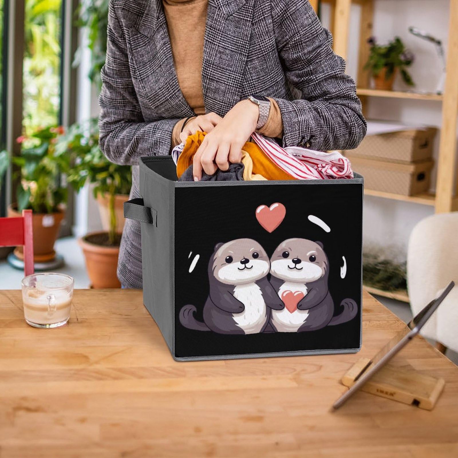 Foldable Storage Cubes Organizers - 6 Pack Square Storage Baskets with Handles for Closet, Nursery, Office & Home Organization | Sea Otters Design