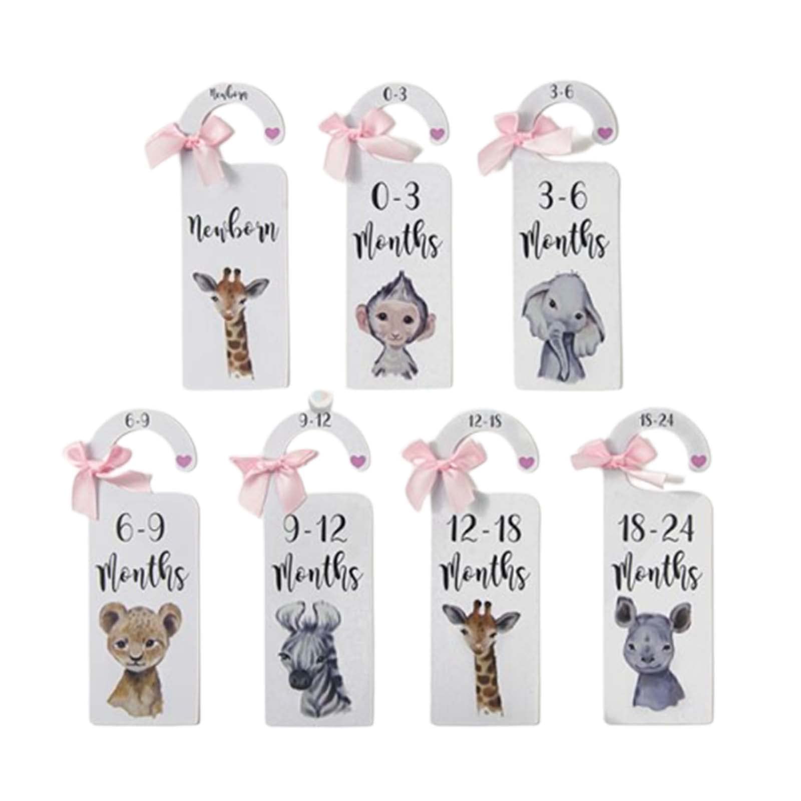 7-Pack Baby Closet Size Dividers - Wooden Wardrobe Organizer with Monthly Labels - Perfect Pregnancy Gift & Newborn Baby Shower Present (Grey) - Ideal for Nursery Organization & Baby Clothes Storage
