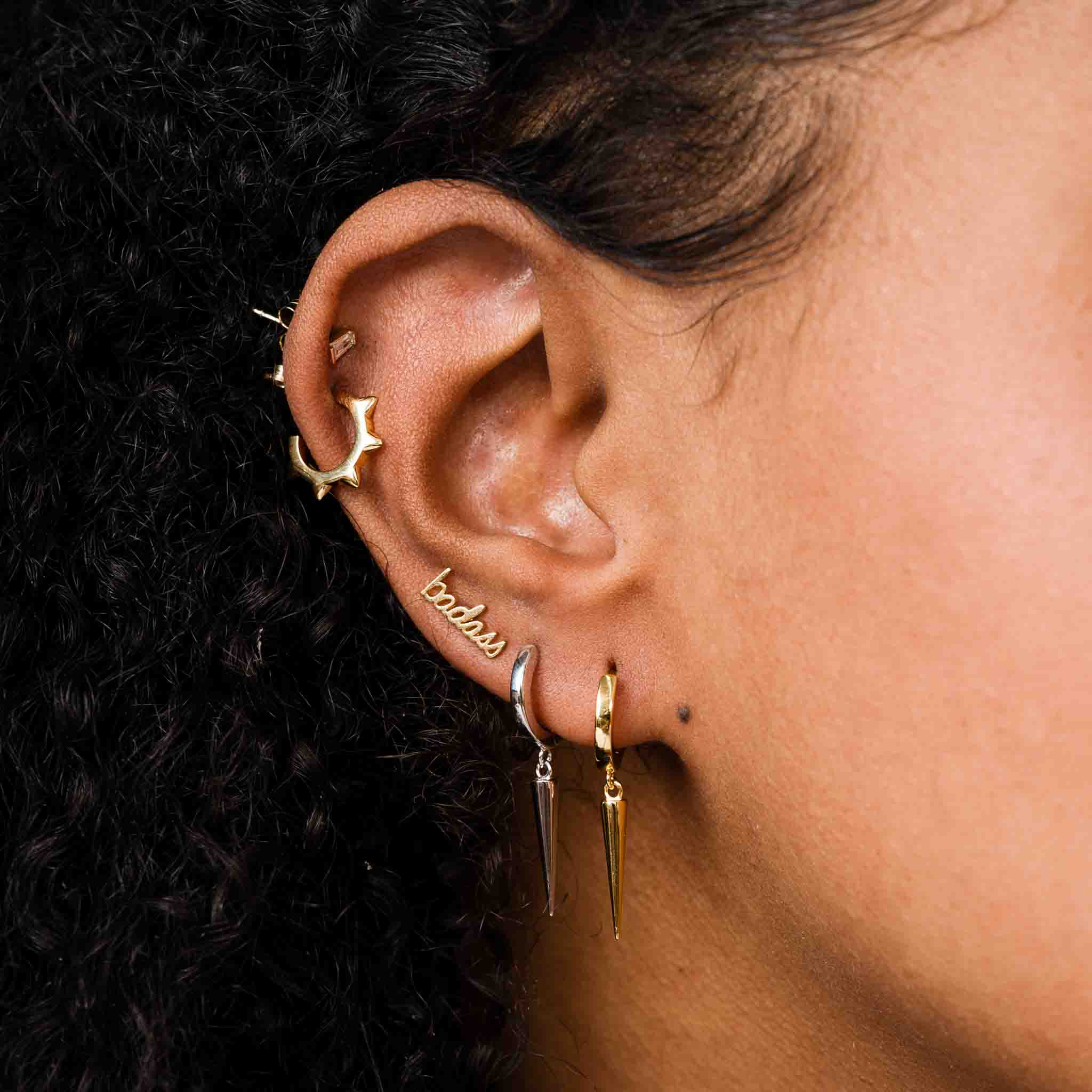 Badass Script Studs - Stylish & Edgy Earrings for Women | Perfect for Parties, Concerts & Everyday Wear