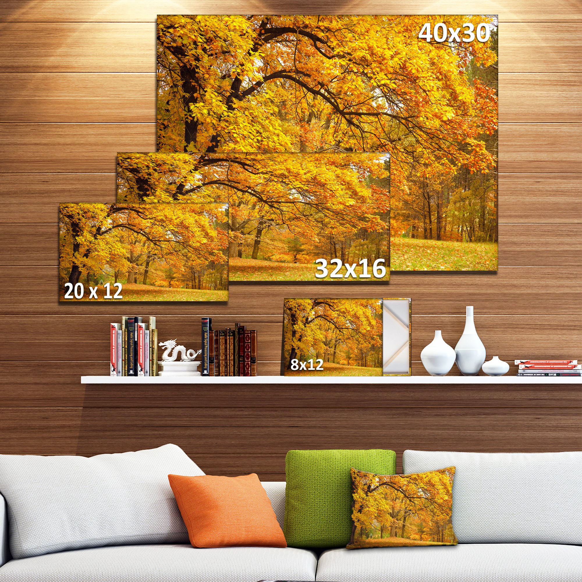 Golden Autumn Forest Landscape Photography Canvas Print - Stunning Nature Wall Art for Living Room, Bedroom & Office Decor