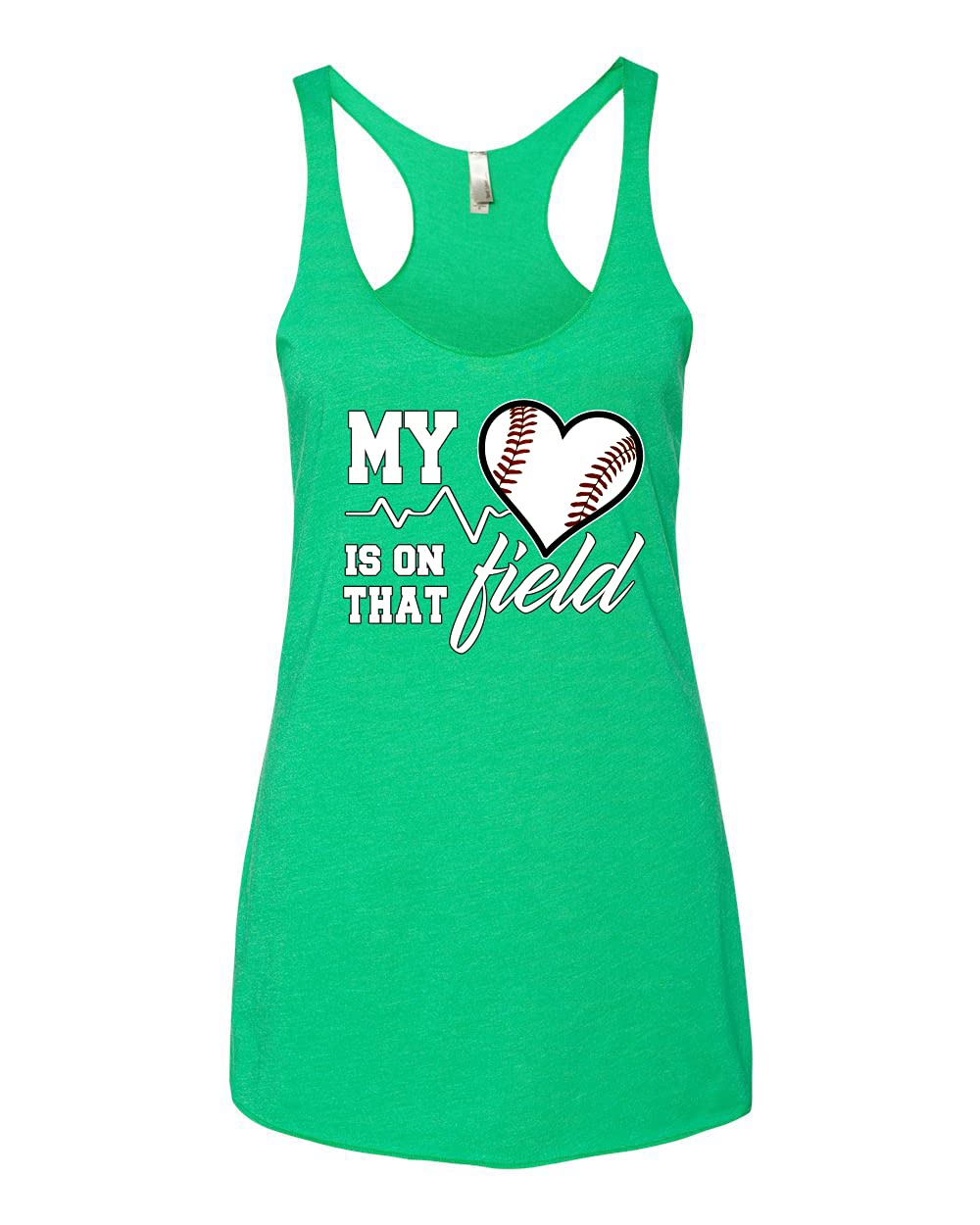 My Heart is On That Baseball Field Sports Tri-Blend Racerback Tank Top - Soft & Breathable Workout Shirt for Baseball Fans, Gym & Casual Wear