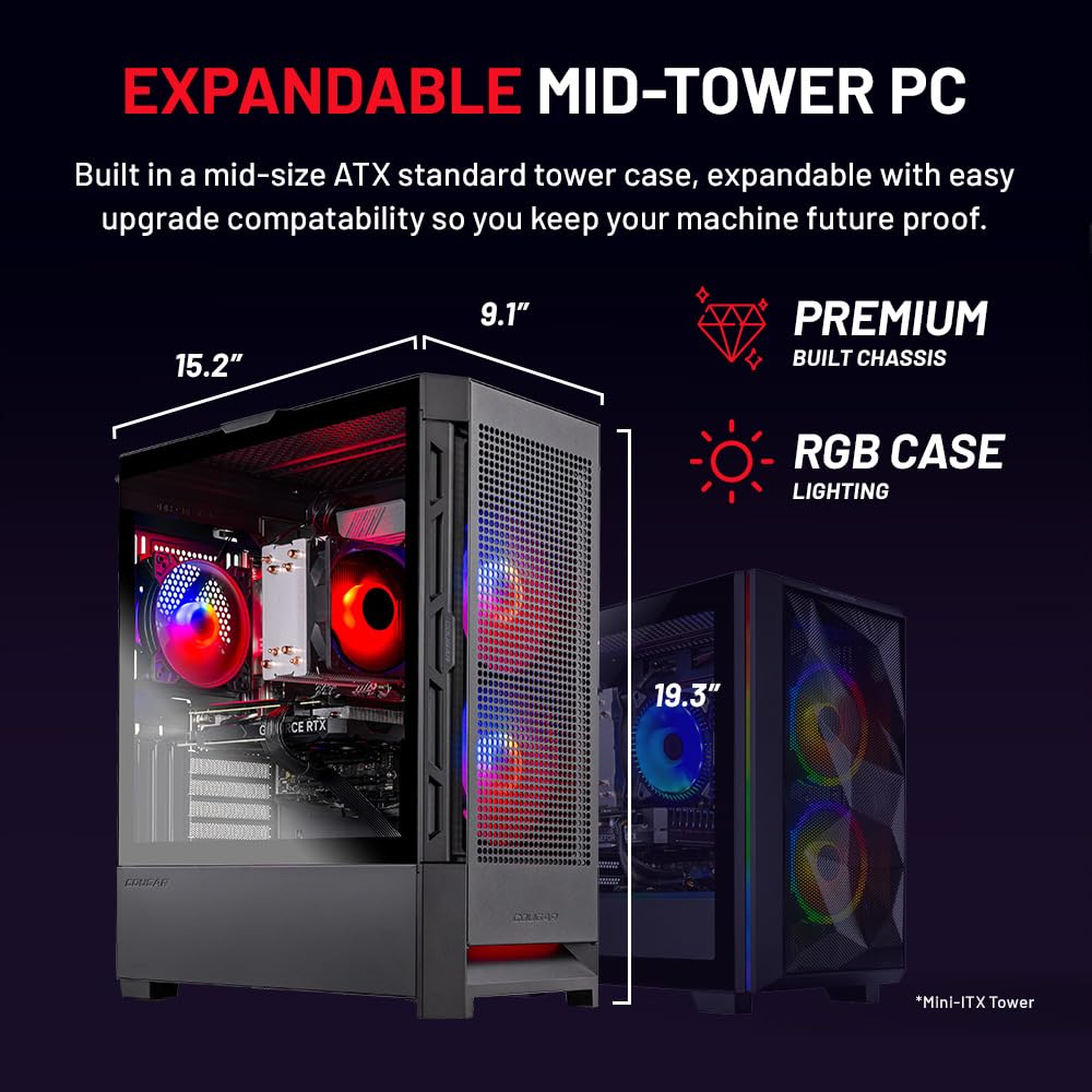 Skytech Blaze4 Mini Gaming PC Desktop - AMD Ryzen 5 5600 (3.5GHz, 4.4GHz Turbo), NVIDIA RTX 4060 8GB GDDR6X, 1TB SSD, 16GB DDR4 3200MHz, 650W Gold PSU, WiFi 6, Windows 11 Home - Perfect for 1080p/1440p Gaming, Streaming & Content Creation