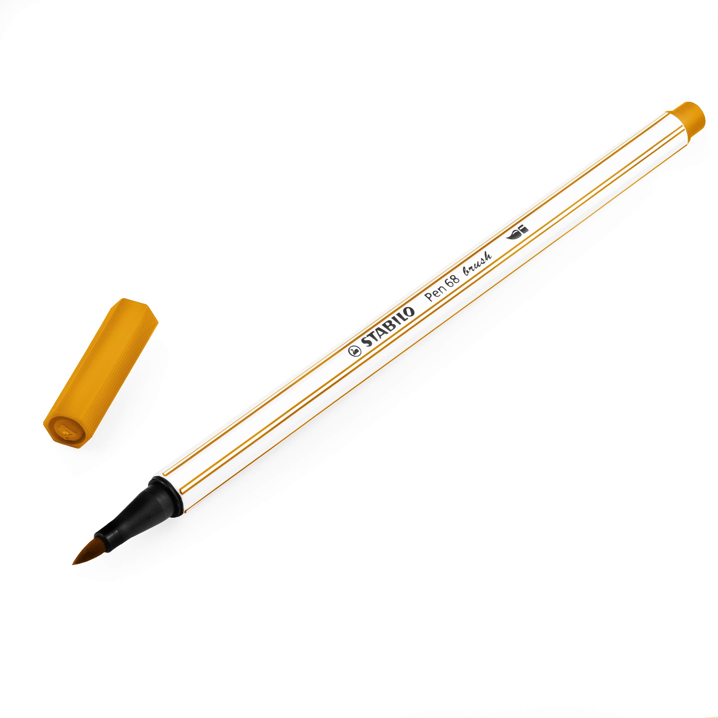 STABILO Pen 68 Brush Premium Felt Tip Pen - 1-3mm Fine Tip - Dark Ochre (568/89) - 6 Pack - Ideal for Calligraphy, Hand Lettering & Art Projects