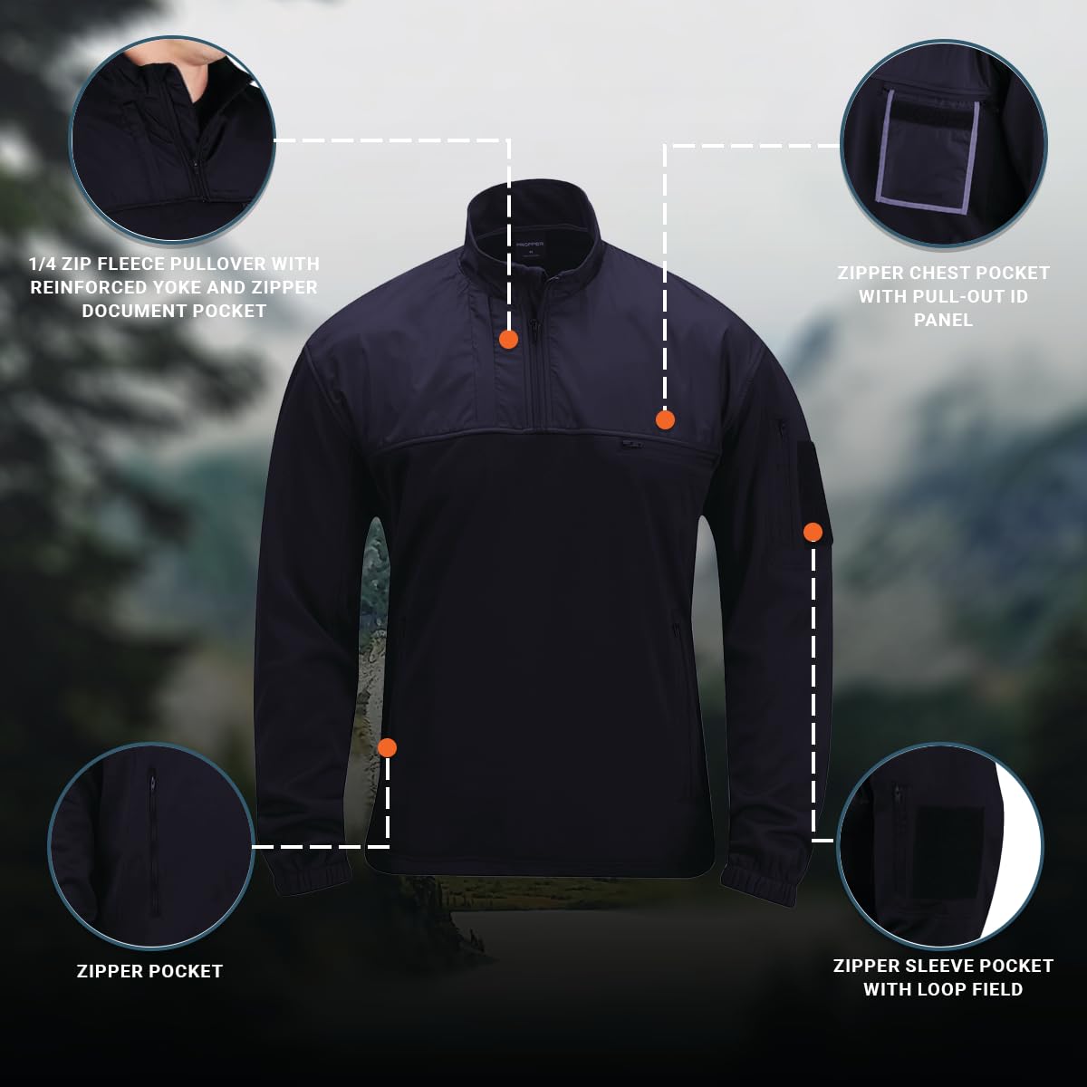 Propper Men's Fleece Pullover Jacket - Lightweight Warm Winter Jacket for Outdoor Activities, Hiking, Camping & Casual Wear