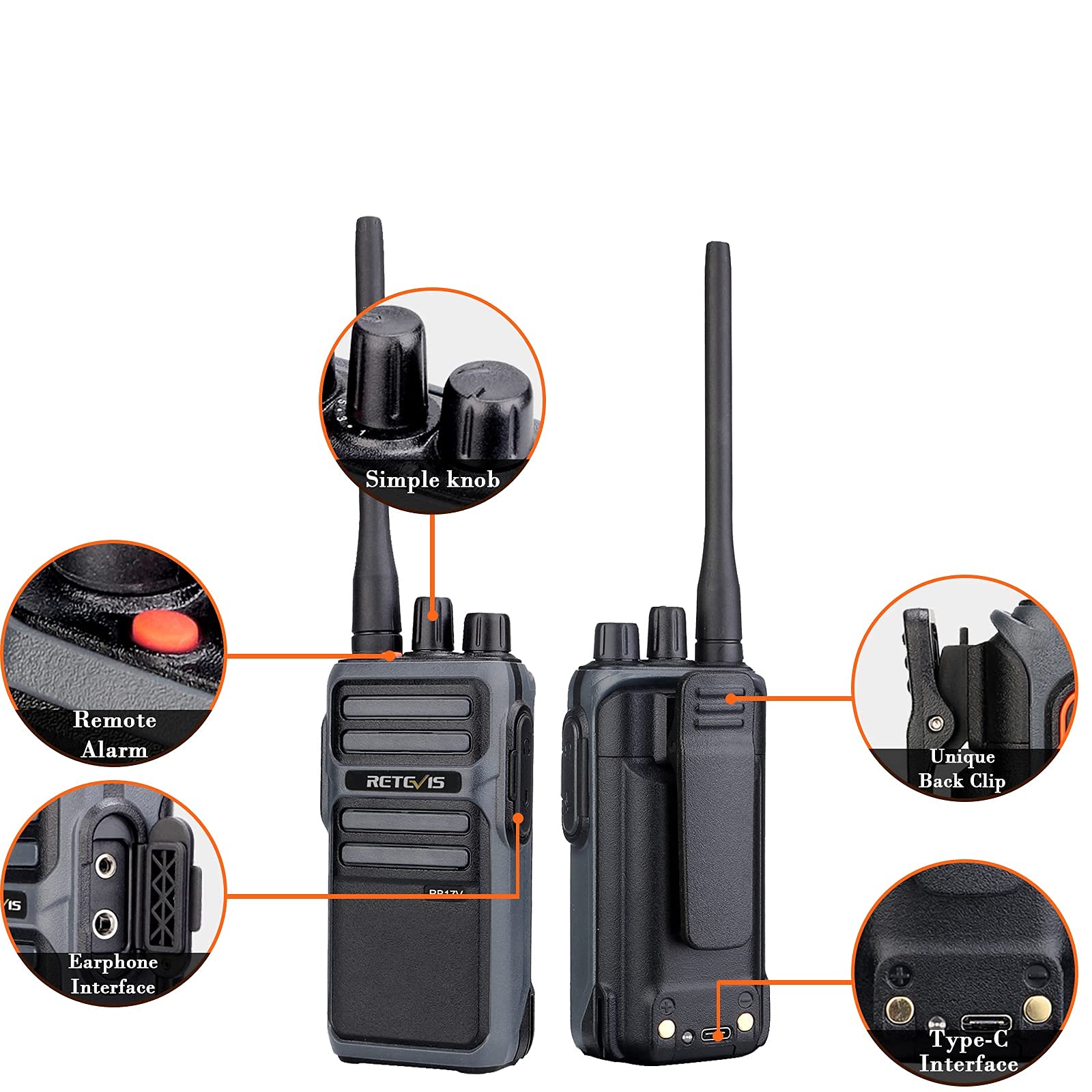 Retevis RB17V MURS Two-Way Radios (4 Pack) - Long Range Walkie Talkies with 4000mAh Rechargeable Battery, License-Free Communication for Outdoor Adventures - Perfect for Hunting, Skiing, Camping & Hiking with Local Alarm Feature