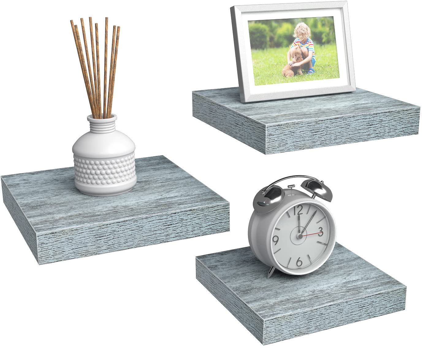 Sorbus Floating Shelves - Square Wall Mounted Wooden Display Ledge for Home Decor | Rustic Modern Storage Shelf for Bathroom, Bedroom, Home Office & Powder Room | Perfect for Organizing Essentials & Displaying Decorative Items