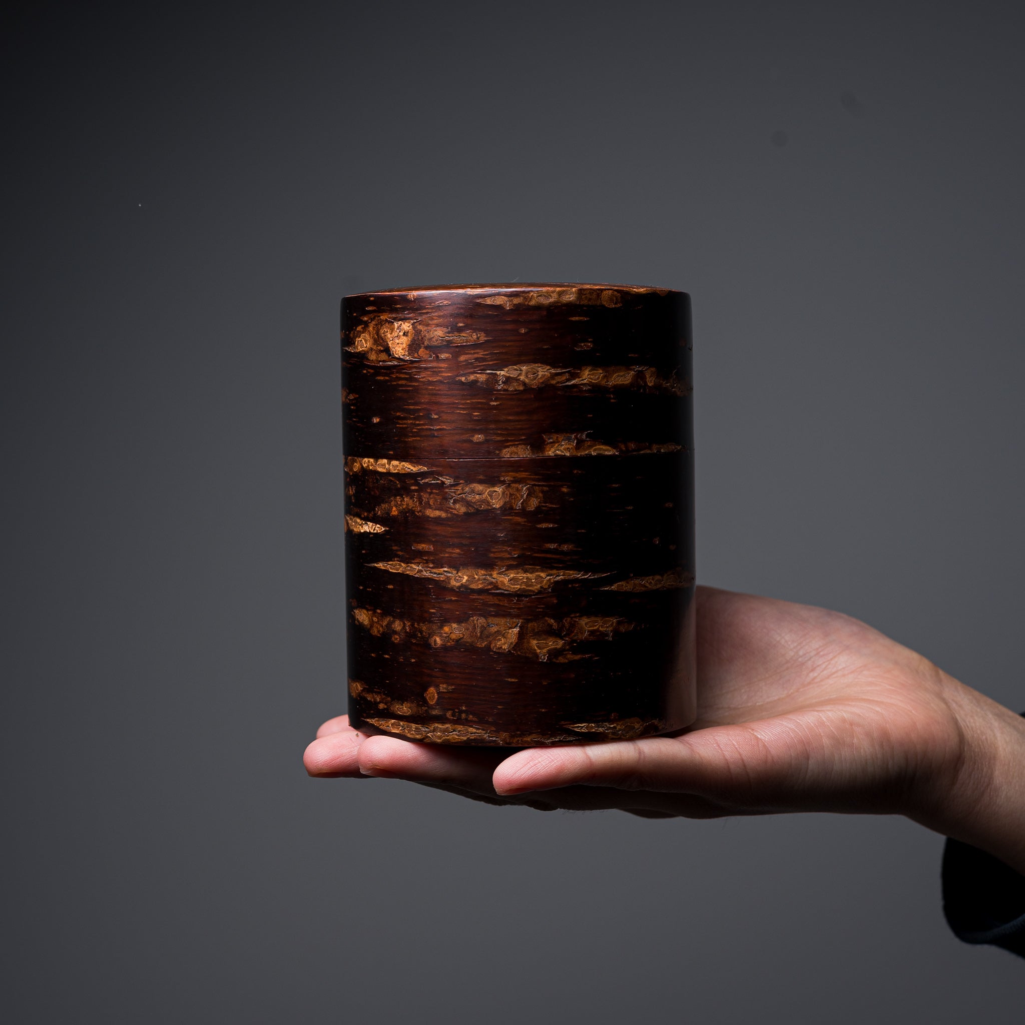Premium Tomioka Cherry Bark Tea Caddy Hiragata - 200g Handmade Japanese Birch Craft Tea Storage Box | Perfect for Matcha, Loose Leaf Tea & Herbal Tea Storage - Traditional Japanese Tea Ceremony Accessory