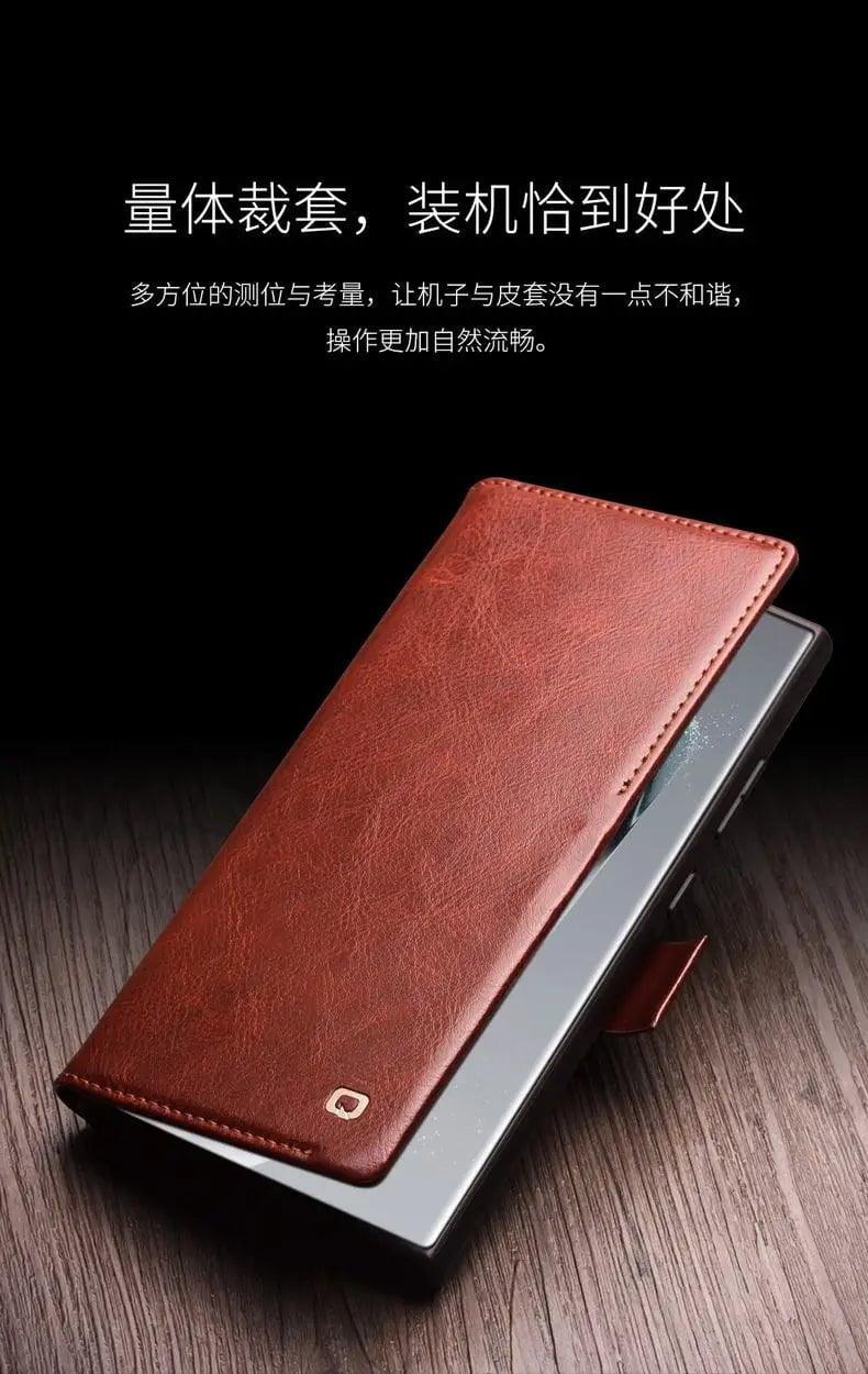 Qialino Genuine Leather Wallet Case for Samsung Galaxy S24 - Slim Protective Cover with Card Slots (Perfect for Everyday Use & Travel)