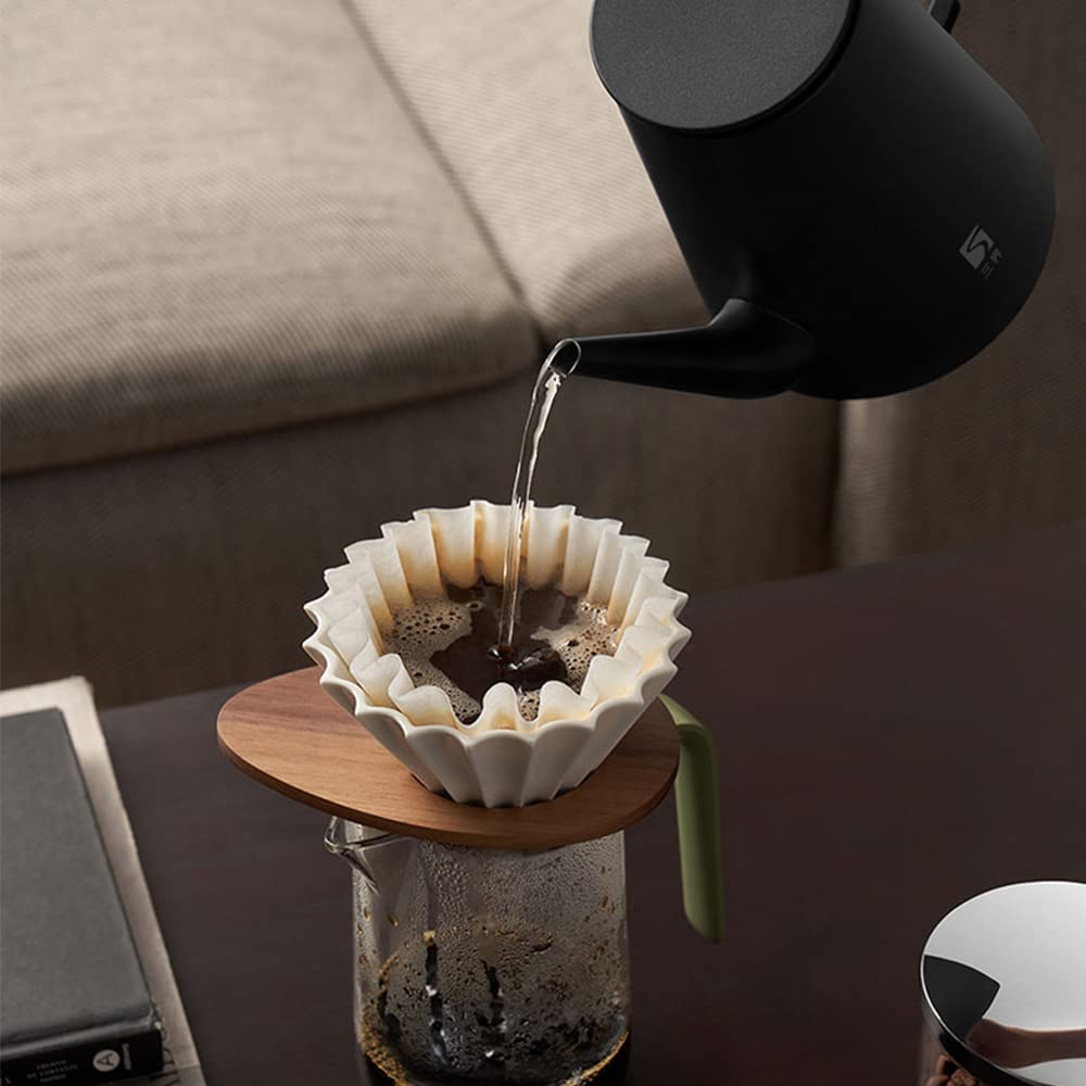 Electric Swan Neck Tea Kettle - Premium Stainless Steel Gooseneck Coffee Pot with Narrow Spout for Pour Over, Drip Coffee & Loose Leaf Tea Brewing - Includes Tea Tray Set - Perfect for Home Barista, Coffee Enthusiasts & Tea Lovers