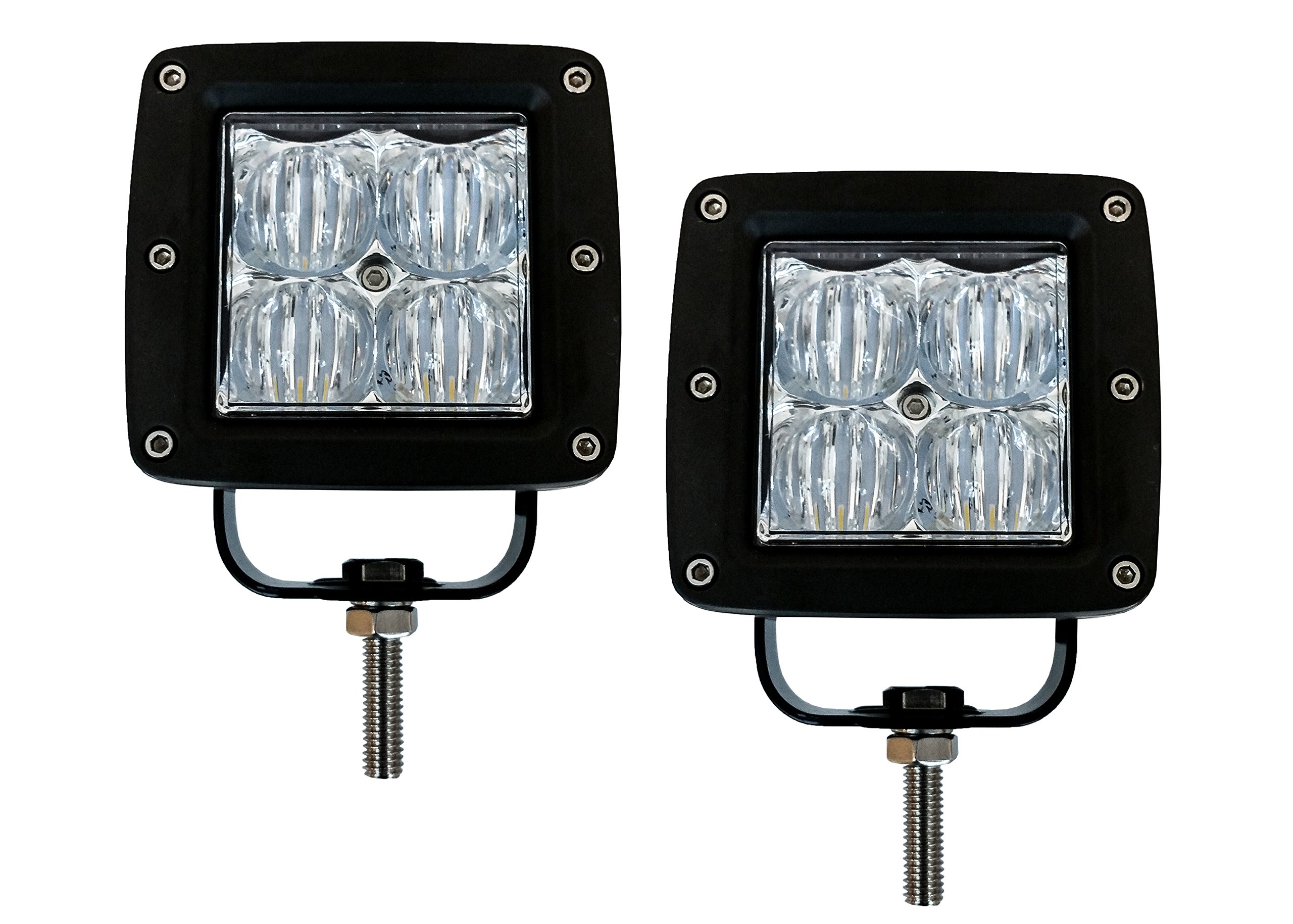 OZ-USA® 4D POD Flood LED Lights - High Power Fog Lights for ATV, Offroad, Truck & Motorcycle - 3x4 Race Beam Cube Lights for Night Driving & Off-Road Adventures