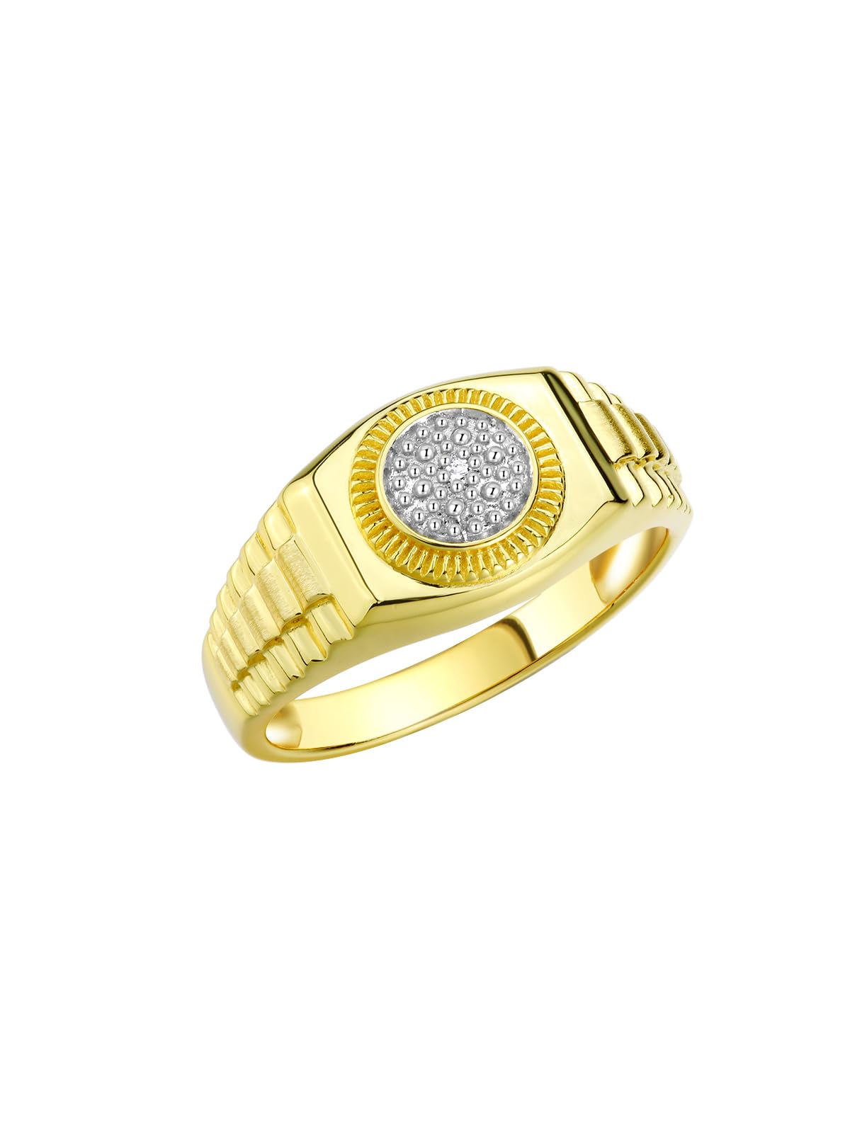 Rylos Ring 14K Yellow Gold Plated Sterling Silver Diamond Ring for Men | Designer-Inspired Luxury Wedding Band in Sizes 6-13 | Perfect for Engagement, Anniversary & Special Occasion Gifts