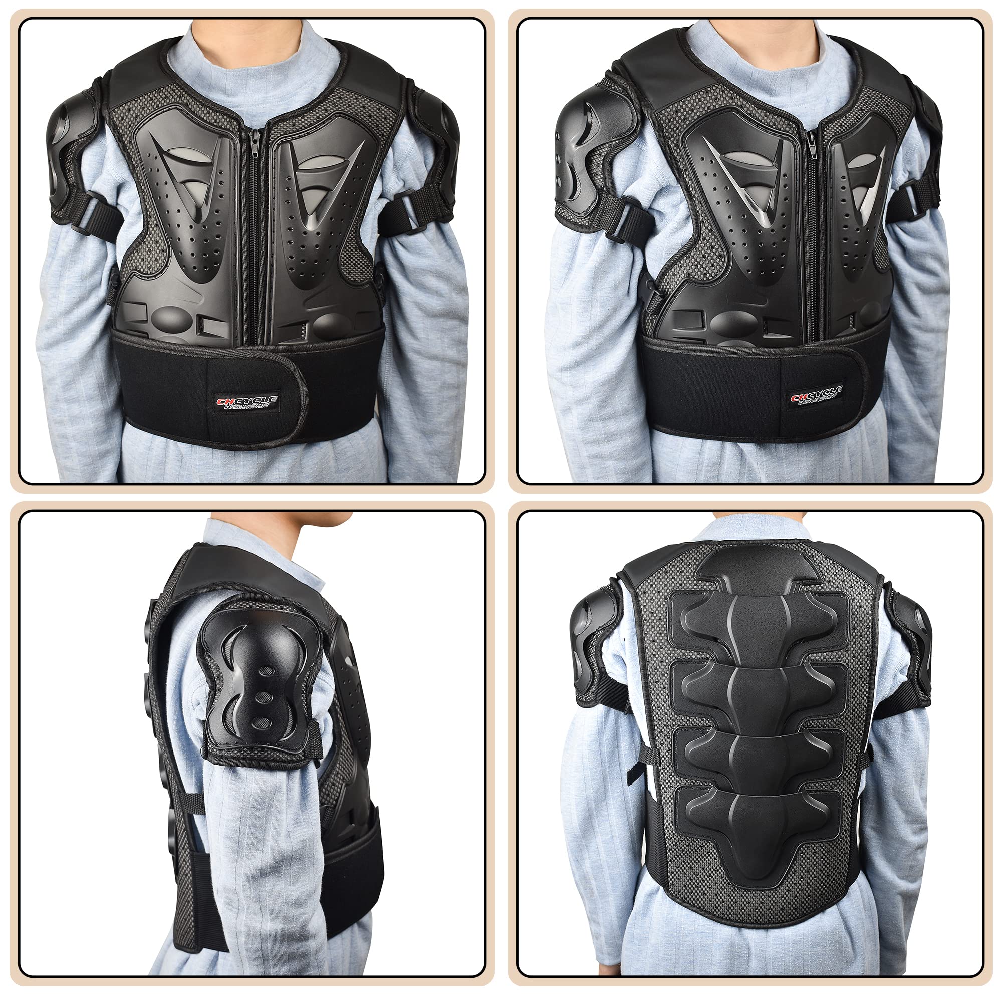 **Kids Motocross Armor Suit - Dirt Bike Chest Protector with Elbow & Knee Pads - Protective Gear for Youth Motorcycle & Cycling - Ideal for Off-Road Racing & Adventure Riding**