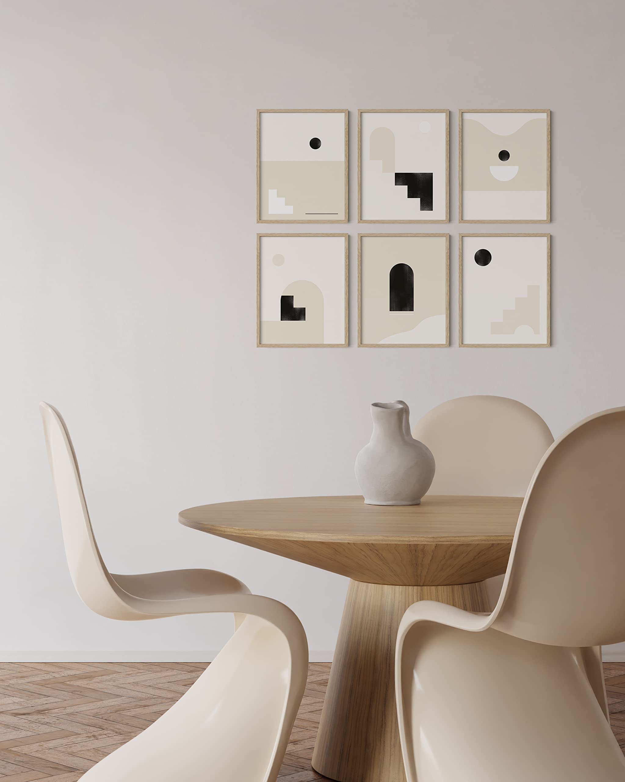HAUS AND HUES Set of 6 - 11x14 Beige Oak Wood Picture Frames | 11x14 Poster Frames for Wall Art, Photos & Decor | Perfect for Living Room, Bedroom & Office Display