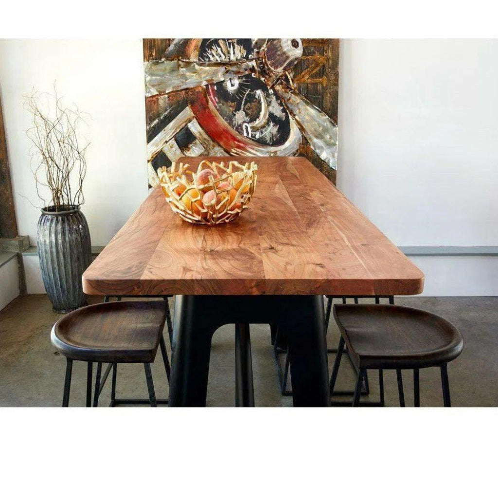 79 Inch Natural Wood Industrial Bar Table - Rustic Pub Counter Height Dining Table for Kitchen, Restaurant & Home Bar Decor