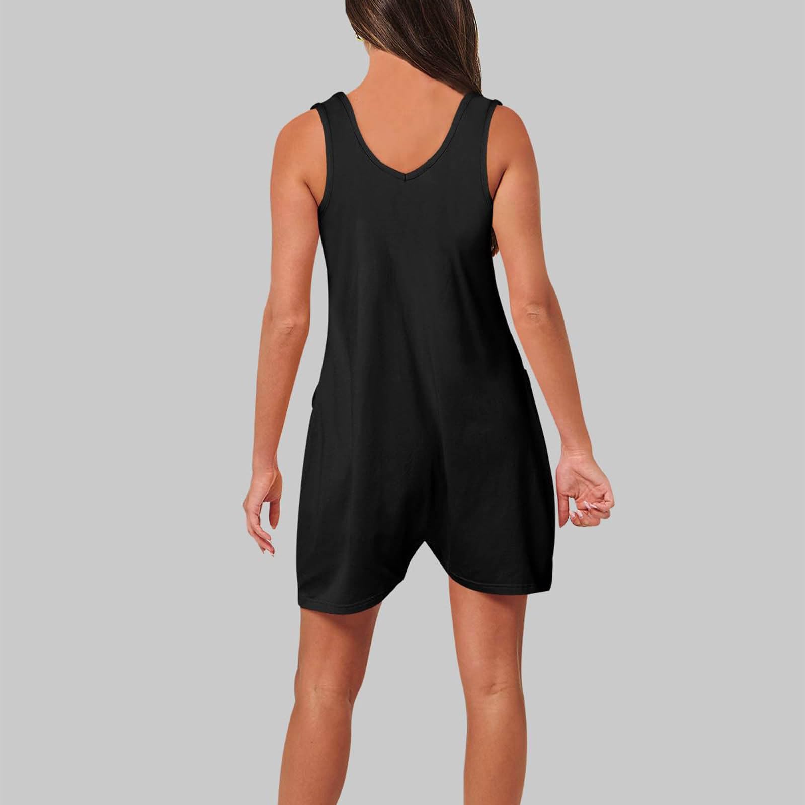 Women's Summer Casual Romper - Sleeveless Loose Spaghetti Strap Short Jumpsuit with Pockets | Trendy Overalls for Beach, Vacation & Daily Wear | Prime Daily Deals & Lightning Clearance