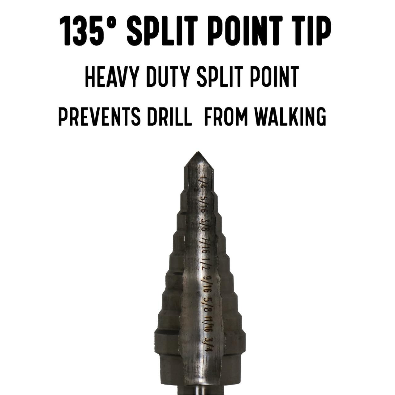 Drill America 5-Piece High Speed Steel Step Drill Bit Set (#1-#5) VAC Series - Perfect for Metal, Wood & Plastic Drilling, HVAC & Electrical Work