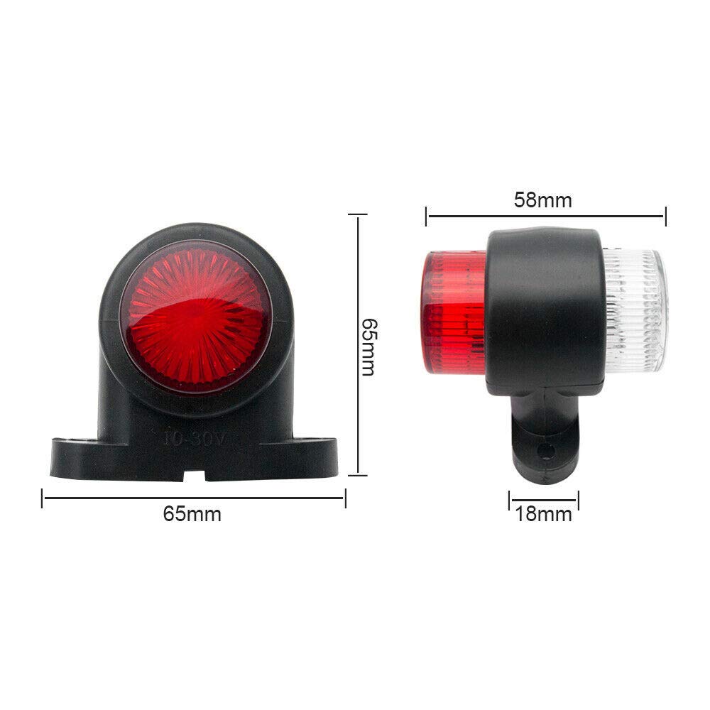 8 LED Elbow Side Marker Lights - Red & White Rubber Lamp Outline Lights for Truck, Trailer, Van, Caravan - Durable Waterproof Marker Lights for Nighttime Visibility & Safety