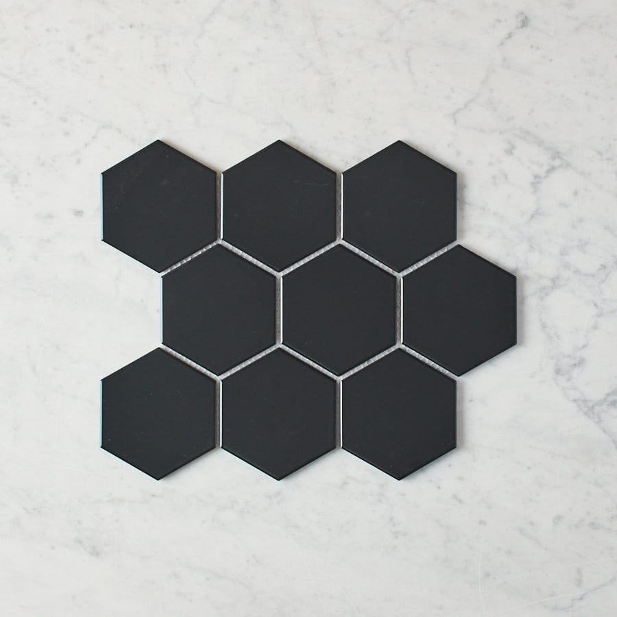 Premium Matte Black Hexagon Mosaic Tile for Kitchen Backsplash, Bathroom Wall & Floor - Meadow Springs Ceramic Tiles for Modern Home Decor