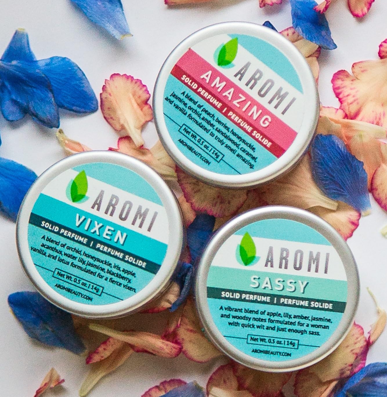 Aromi Sassy Solid Perfume - Fresh Fruity Vegan Fragrance with Apple, Jasmine & Amber Notes | Cruelty-Free, Wax-Based Travel Perfume | Perfect Gift for Women, Handmade in USA | Great for Everyday Wear, Date Nights & On-The-Go Touch Ups