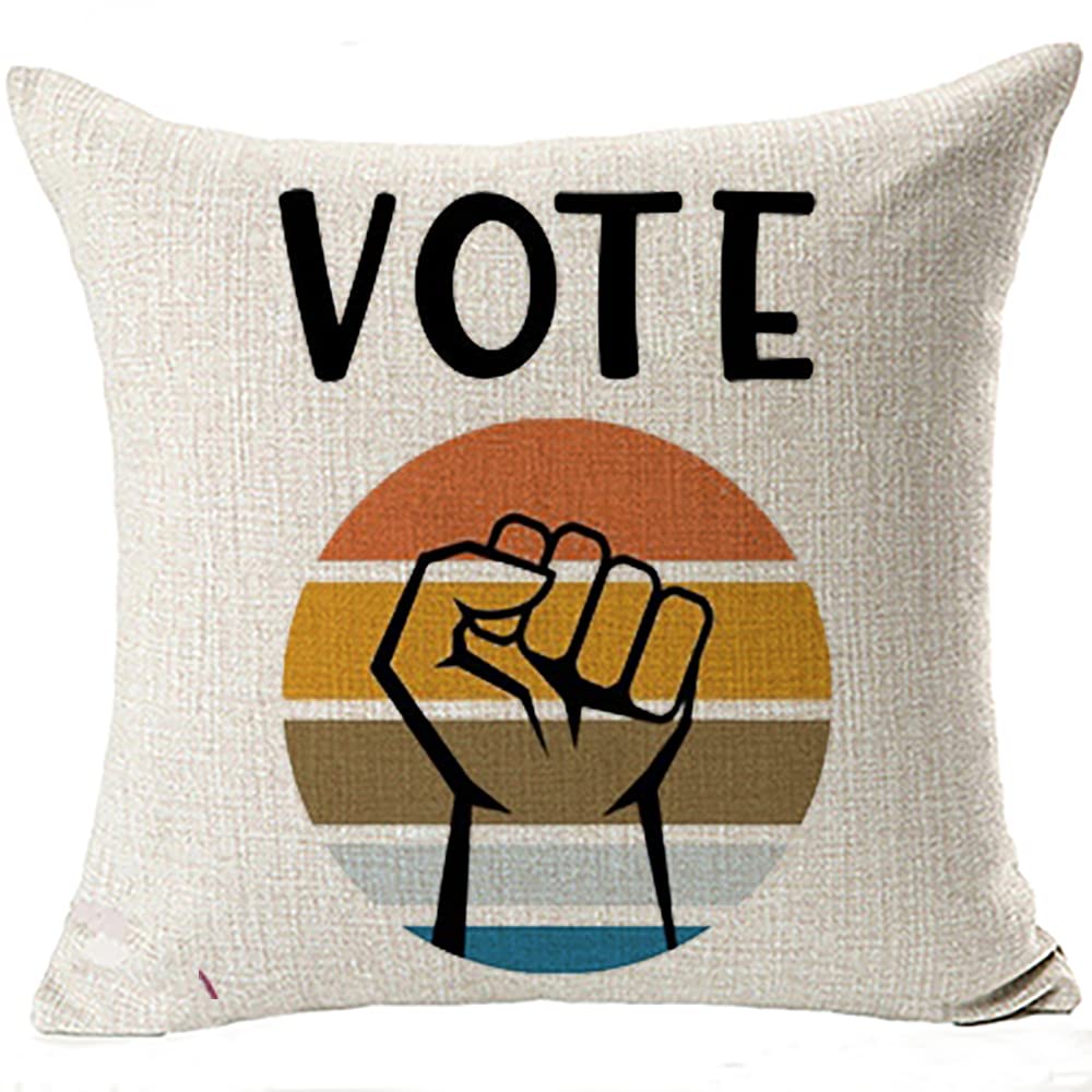 Vote Fist Throw Pillow Covers 18x18 Inch - Double Sided Decorative Cushion Covers for Sofa, Couch & Chair - Perfect for Living Room, Bedroom & Office Decor