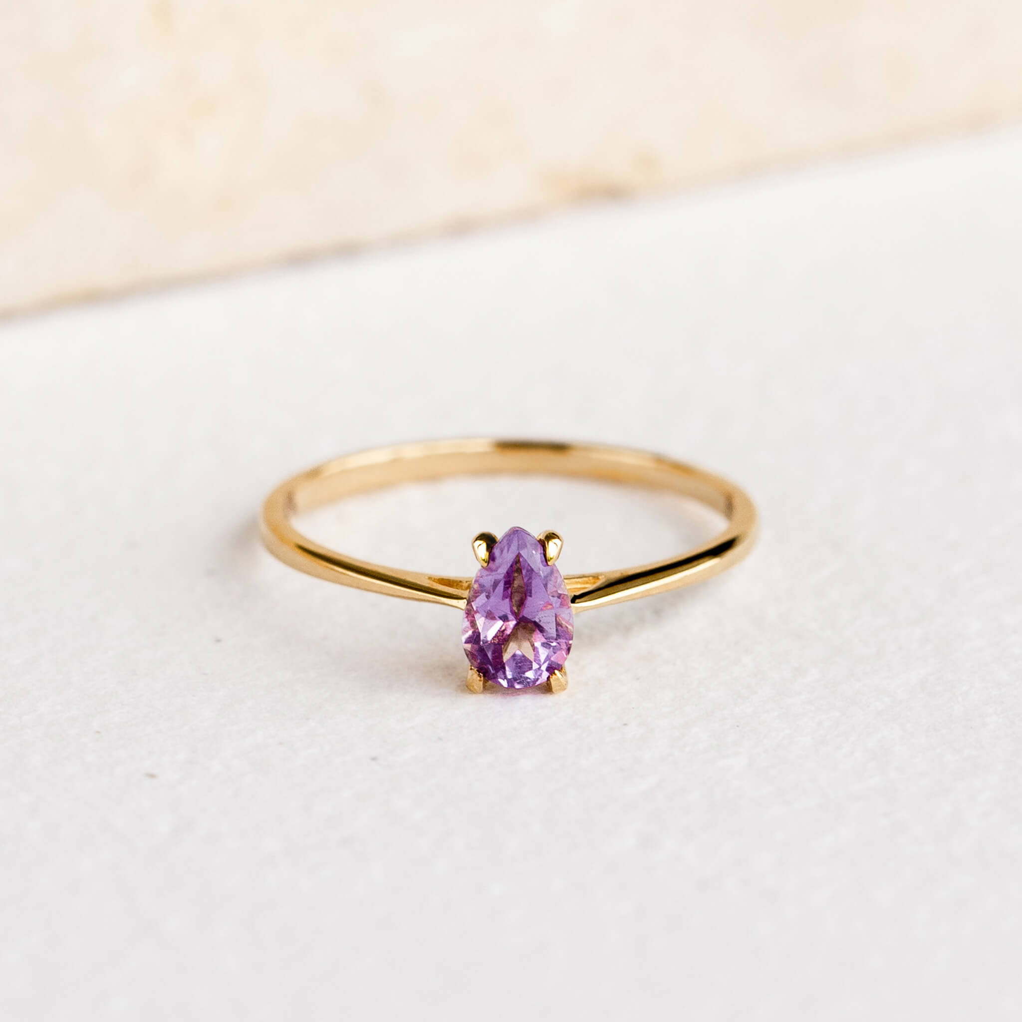Elegant Pear Shaped Amethyst Ring - Martine Collection | Perfect for Weddings, Anniversaries & Special Occasions