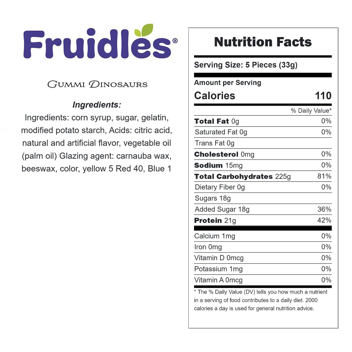 Fruidles Dinosaur Gummy Candy - 8oz Fruit Flavored Chewy Gummies for Kids, Party Favors, Halloween Treats & Snacks | Assorted Tropical Flavors | BPA-Free, Gluten-Free