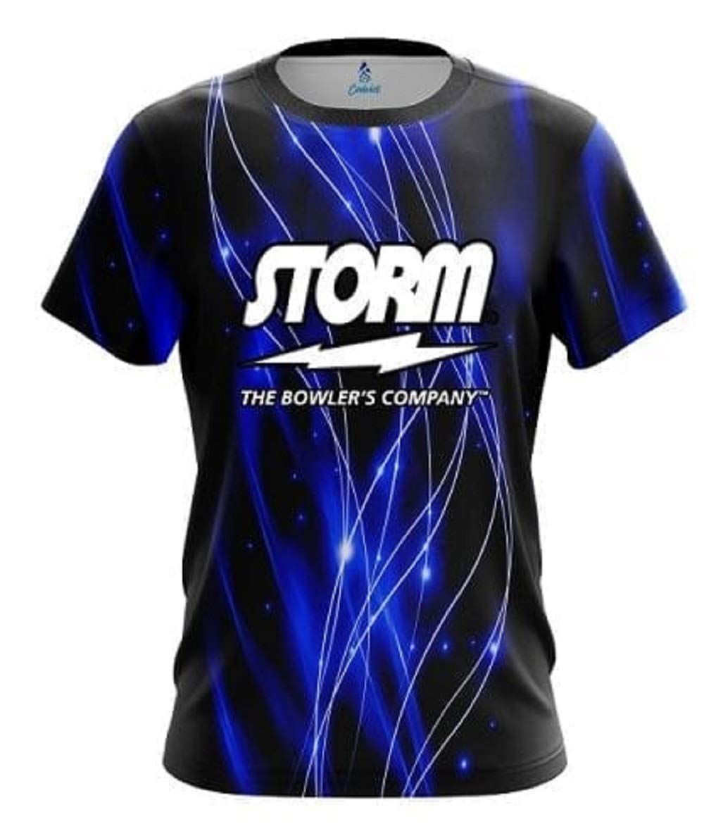 Storm Blue Spiral Waves Bowling Jersey - Performance Shirt for Bowling Enthusiasts | Perfect for League Play & Casual Bowling Nights