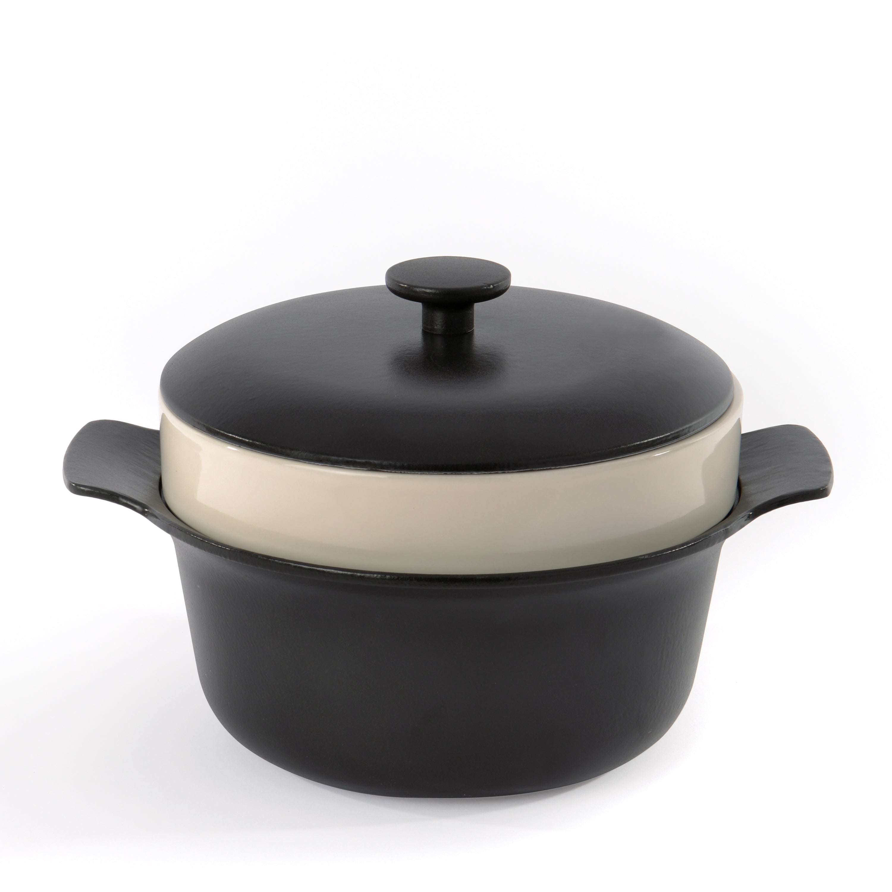 BergHOFF Ron 10 Enameled Cast Iron Dutch Oven 4.4 Quart (4.2L) - Black - Perfect for Braising, Stewing & Baking - Stovetop to Oven Safe Cookware