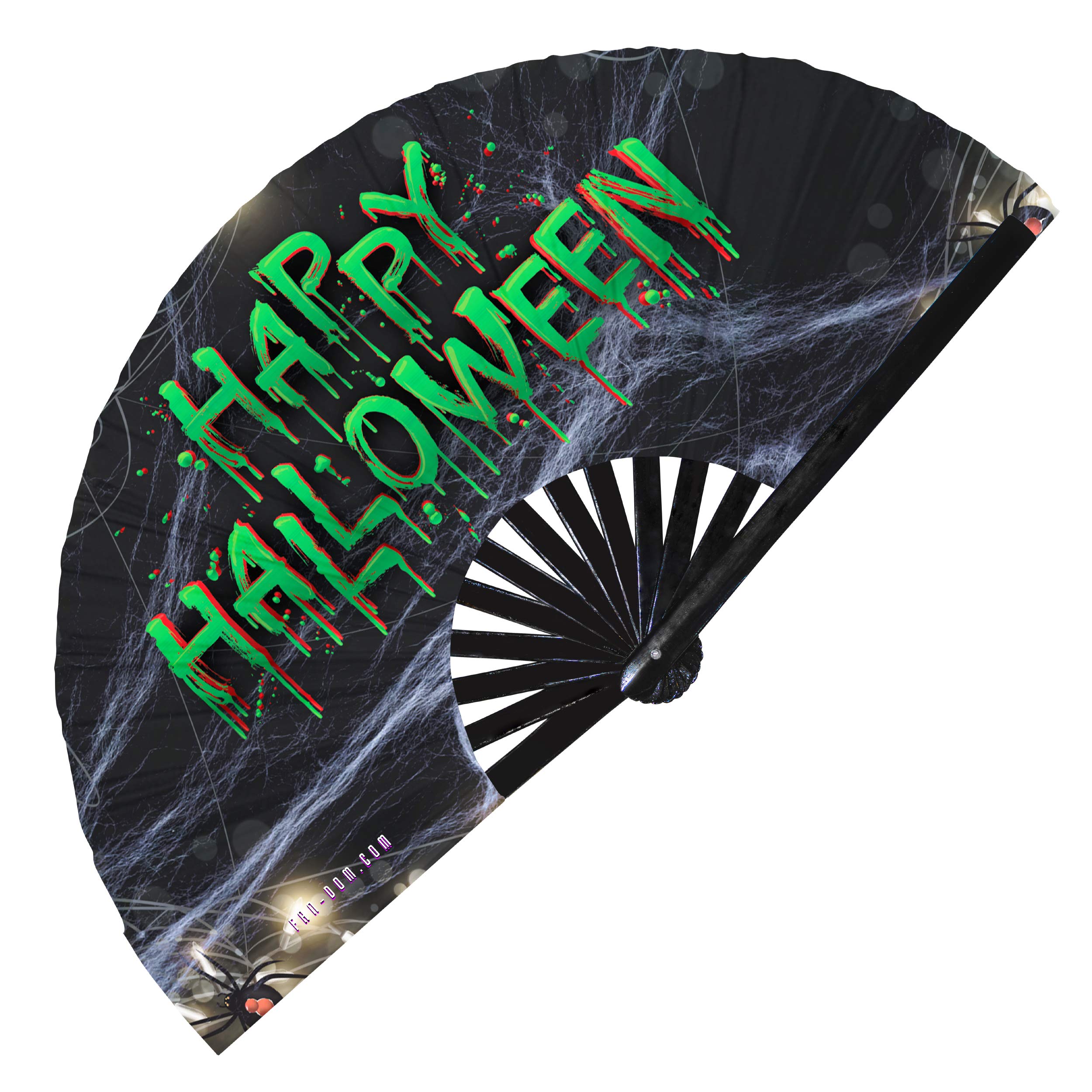 Glow in The Dark Halloween Folding Hand Fan - UV Reactive Trippy Art Design for Rave, Festival & Halloween Party Accessories | Perfect for Costumes, Concerts & Outdoor Events
