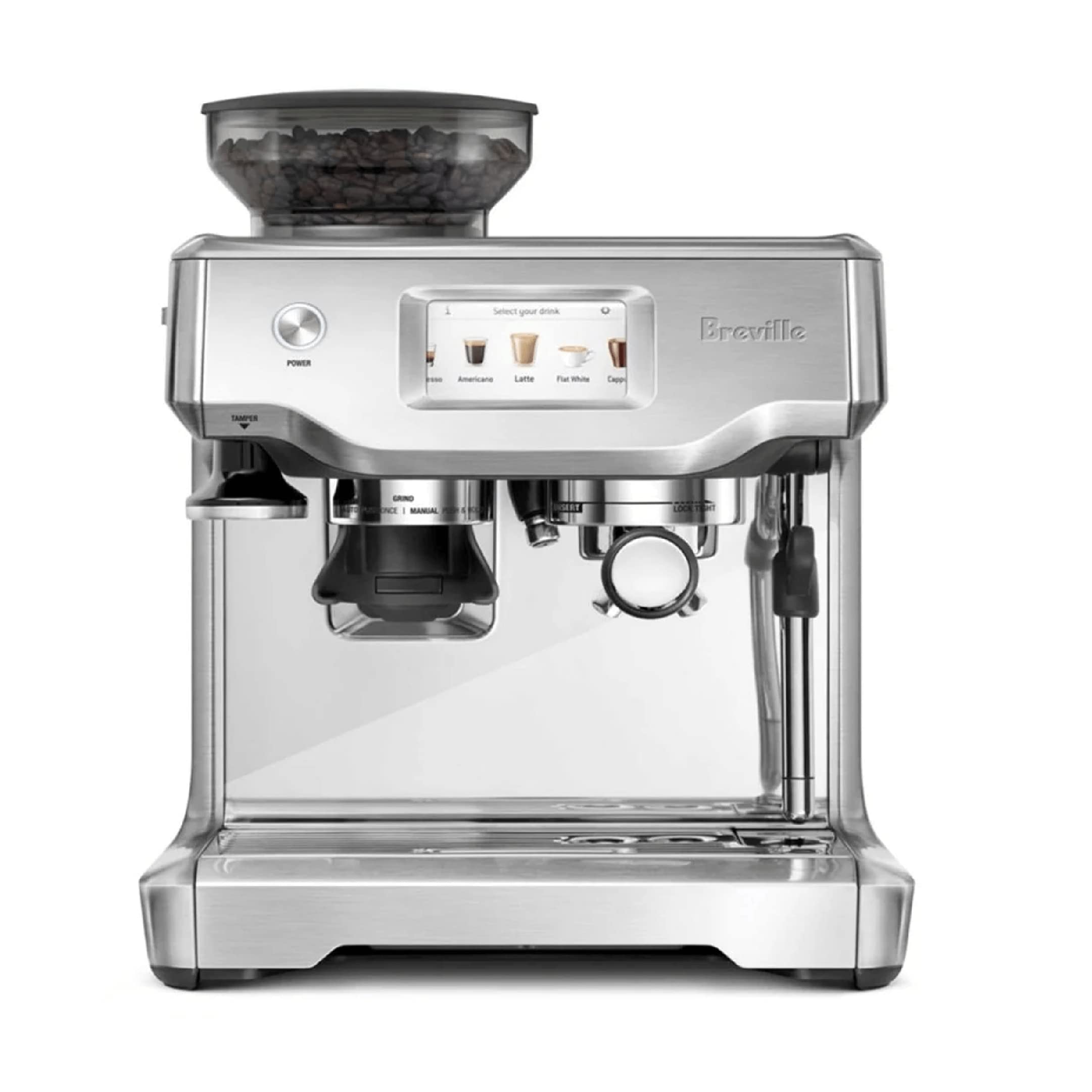 Breville BES880BSS Barista Touch Espresso Machine with Built-in Grinder & Auto Milk Frother - Touchscreen Control, Fast Heat Up, Stainless Steel - Perfect for Home Baristas Making Lattes, Cappuccinos & Espresso Drinks