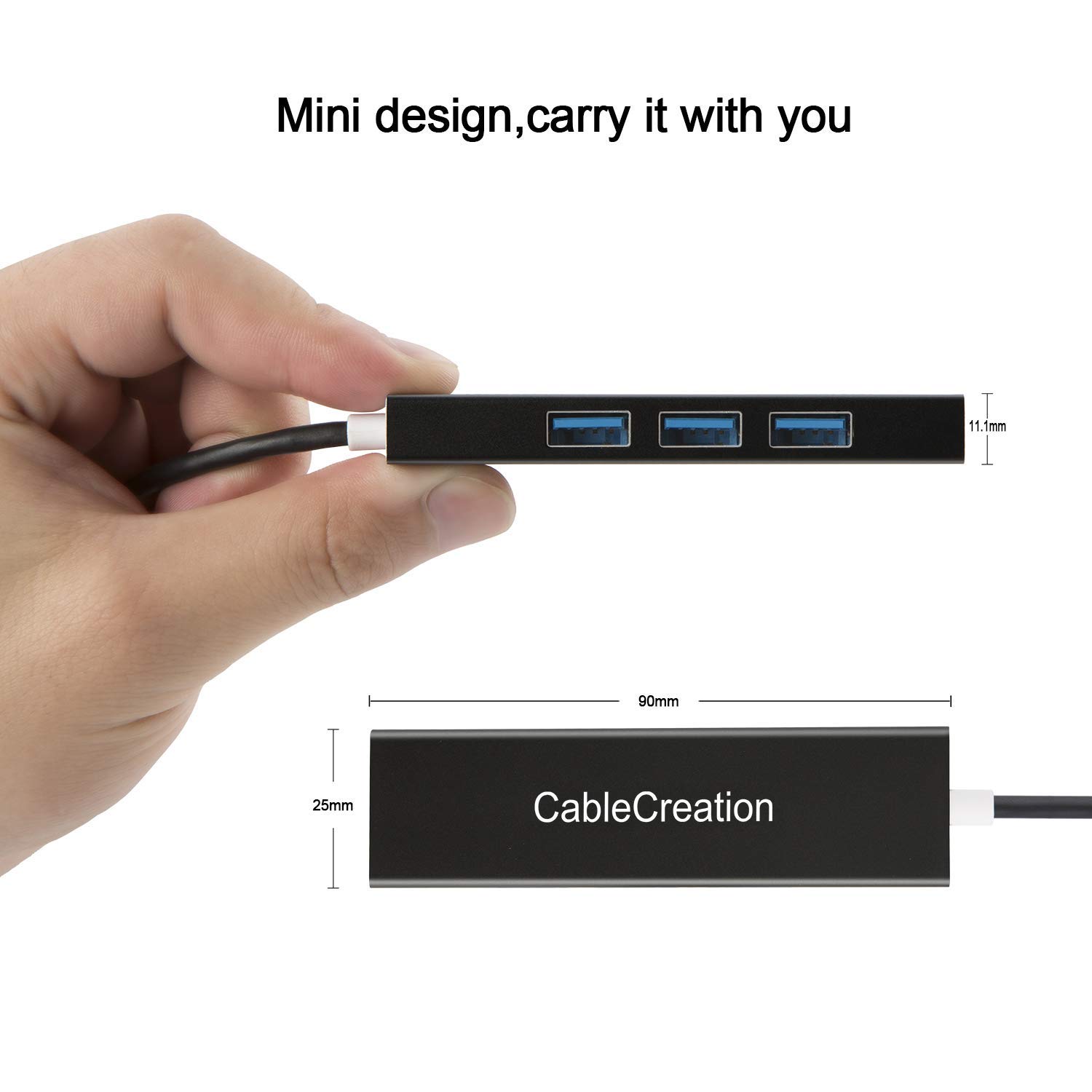 CableCreation 4-Port USB C Hub Adapter - Thunderbolt 3 to USB 3.0 Splitter for MacBook Pro/Air, iPad Pro, iMac, Dell, Samsung | Connect Flash Drives, Mouse, Keyboard & External HDD | Perfect for Home Office, Remote Work & Mobile Computing