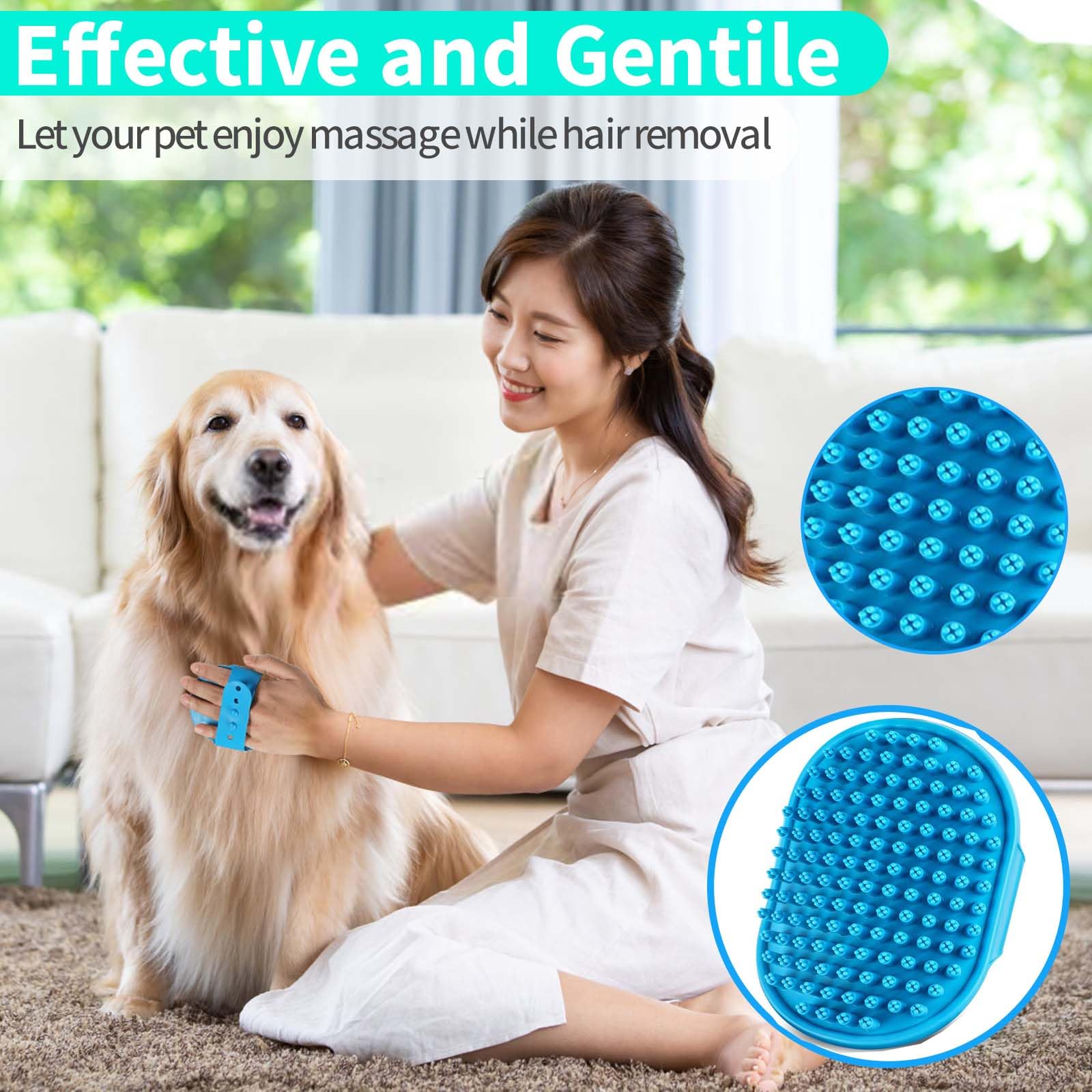3-in-1 Dog Shampoo Brush - Pet Grooming Scrubber & Shower Brush for Dogs, Cats & Small Animals - Perfect for Bath Time & Massage at Home