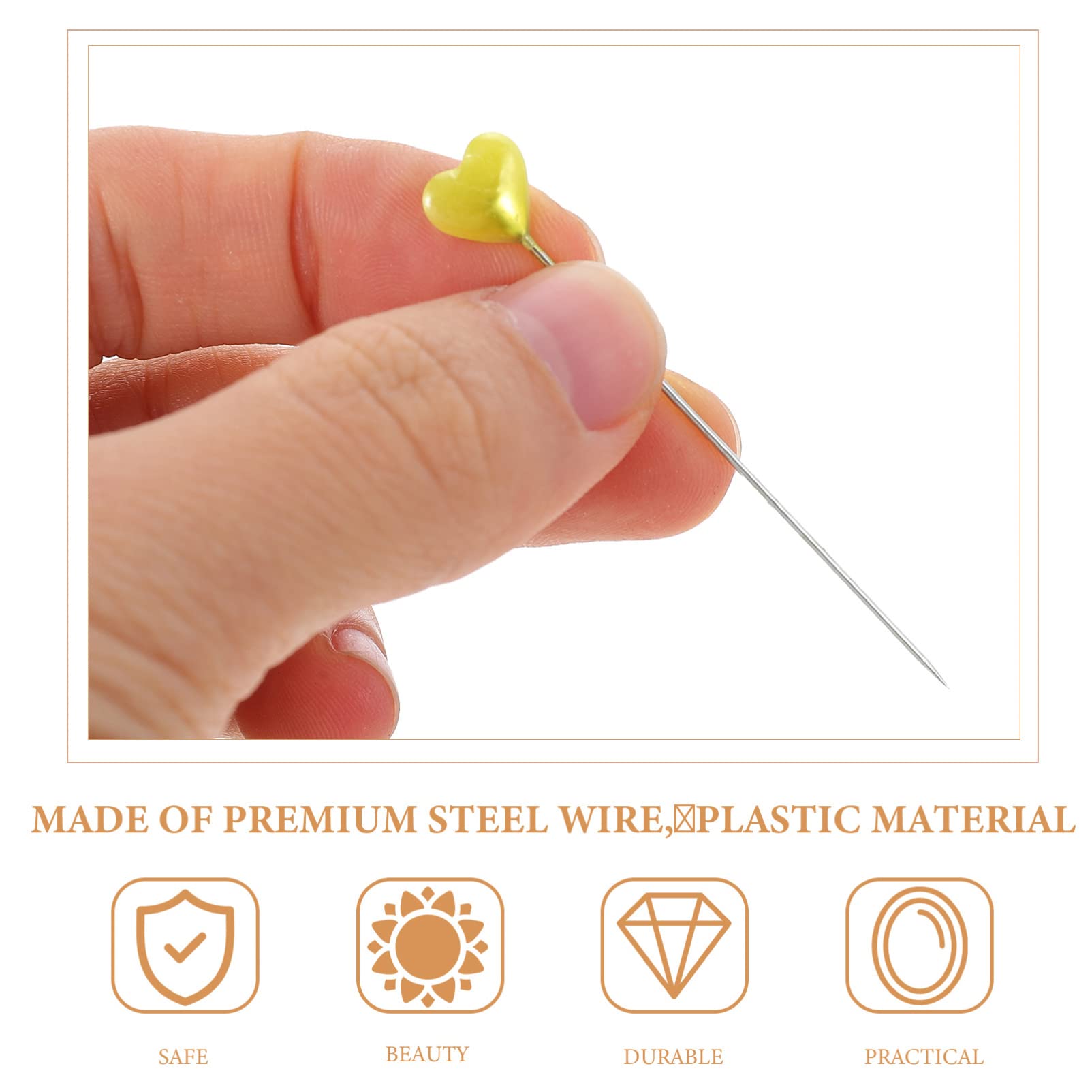 COHEALI 216pcs Pearlescent Steel Dressmaker Pins with Heart-Shaped Heads - Perfect for Quilting, Sewing & Fabric Crafts | Sharp Straight Pins for Precise Positioning in DIY Projects