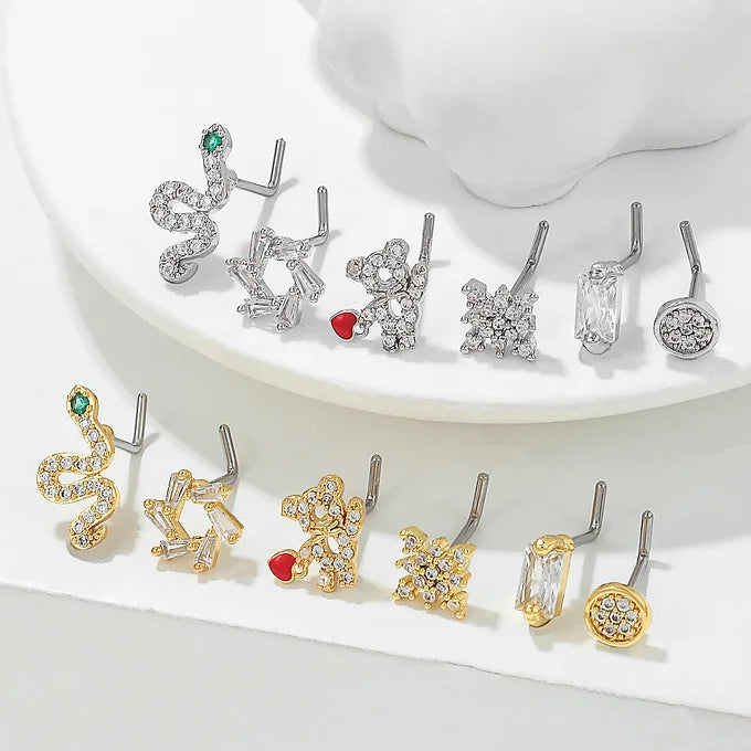 20G Surgical Steel Small Nose Ring L Bend Nose Stud - Hypoallergenic Body Jewelry for Sensitive Skin | Perfect for Daily Wear, Piercing Healing & Fashion Accessories (BD567)