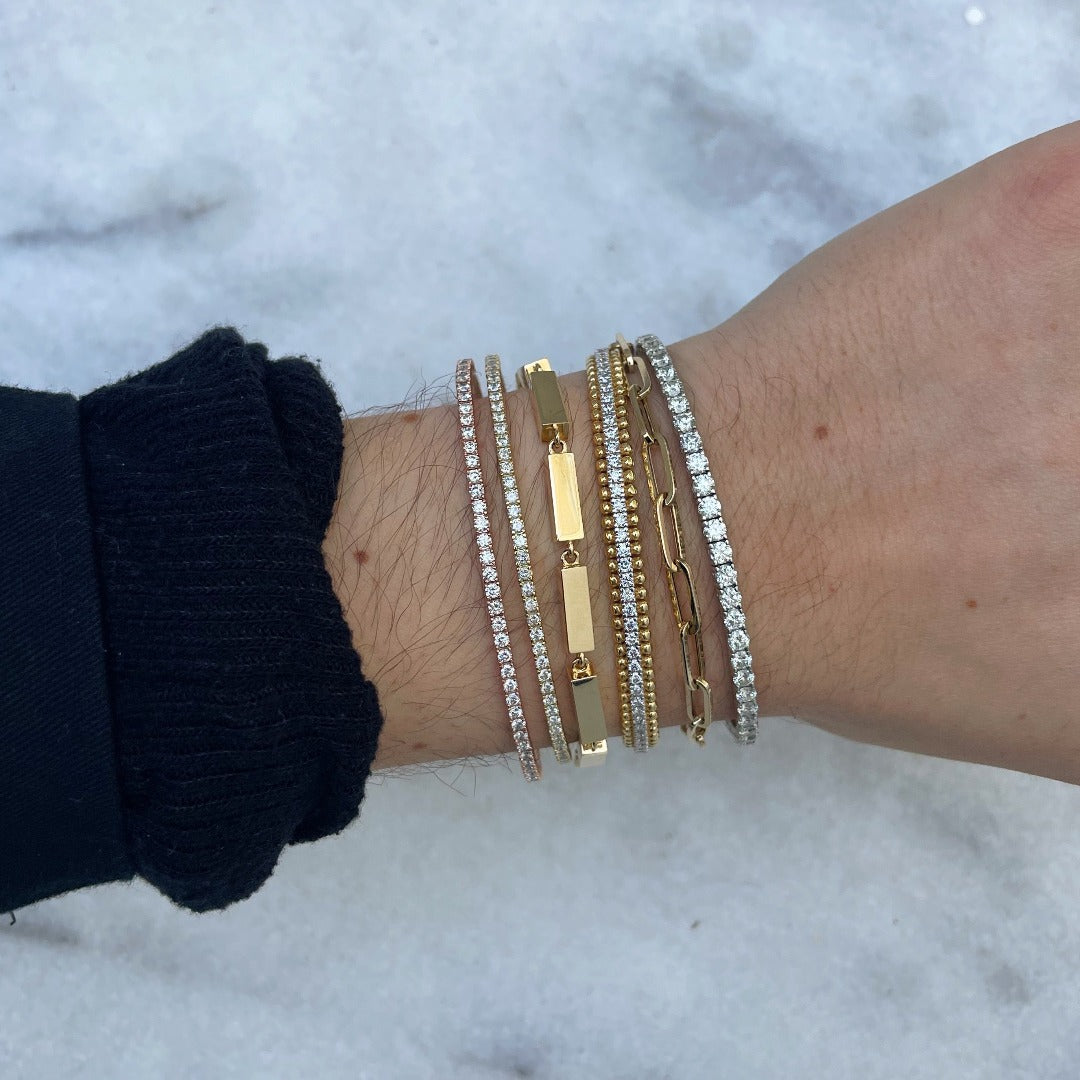 1ctw Diamond 14K Rose Gold Flexible Tennis Bangle Bracelet for Women - Elegant Stackable Jewelry for Weddings, Parties & Everyday Wear