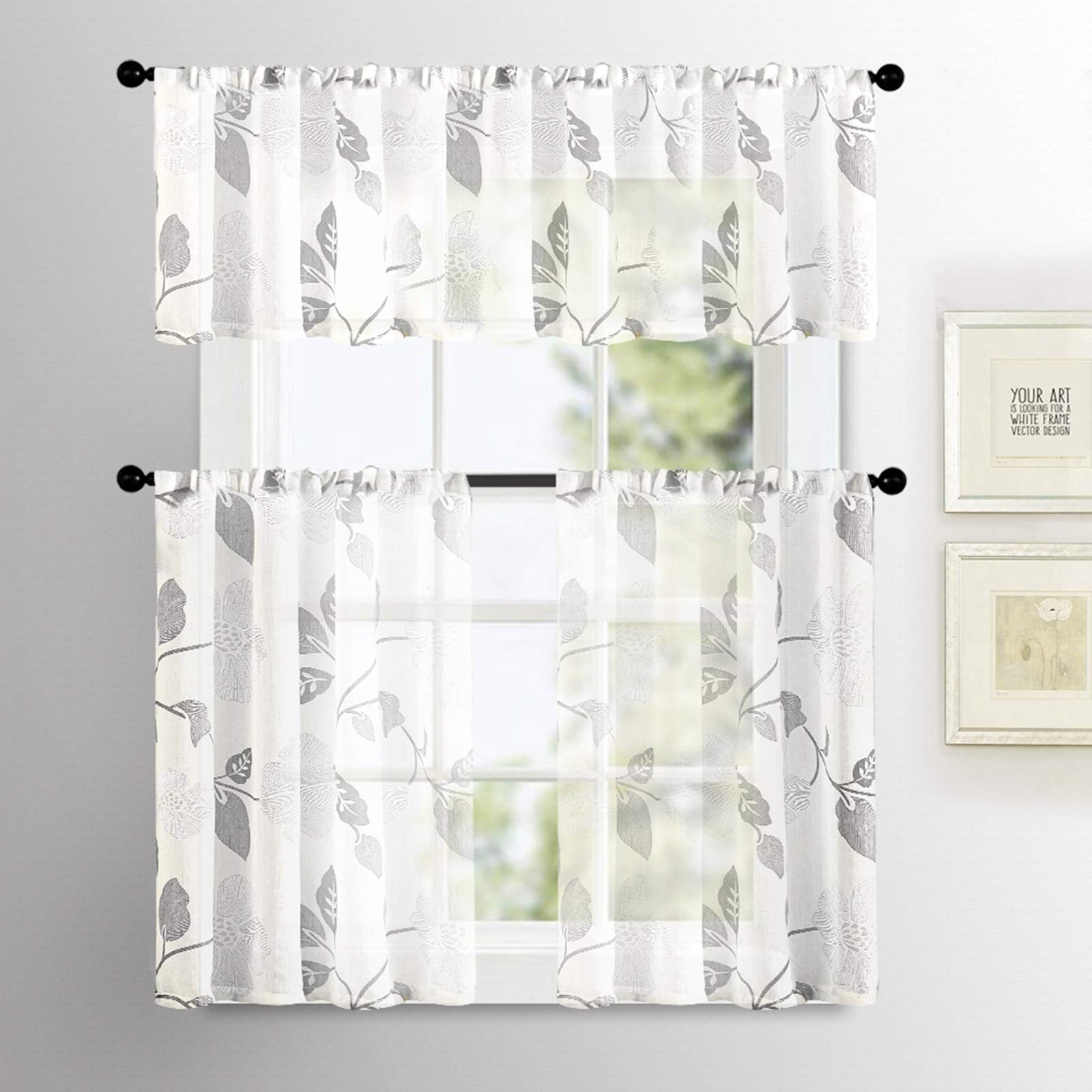 MRTREES Sheer Printed Valance Curtains 54